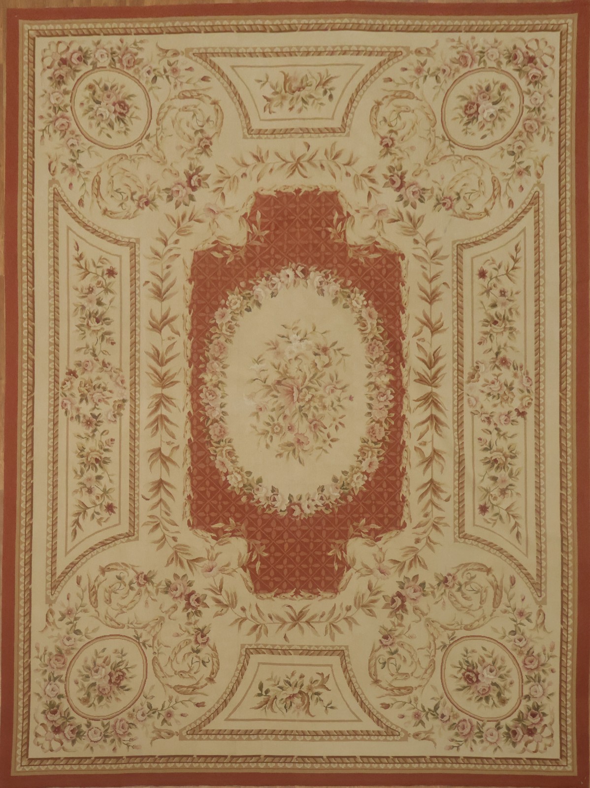 Aubusson Tapestry Chinese Area Rug 9×12 Living Room Needle-Point Handmade Carpet