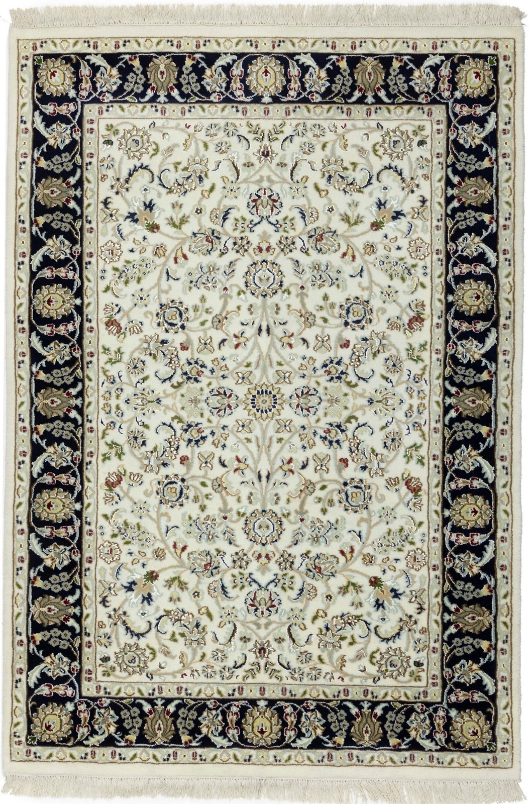 Handmade Floral Design Indo-Nain Area Rug Classic Oriental Decor Carpet 4X6 ft