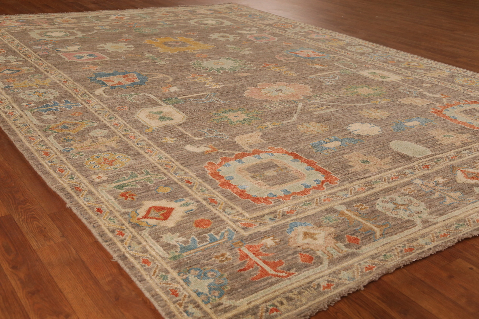 All-Over Brown Oushak Vegetable Dye Area Rug Wool Hand-made Living Room Rug 8×11
