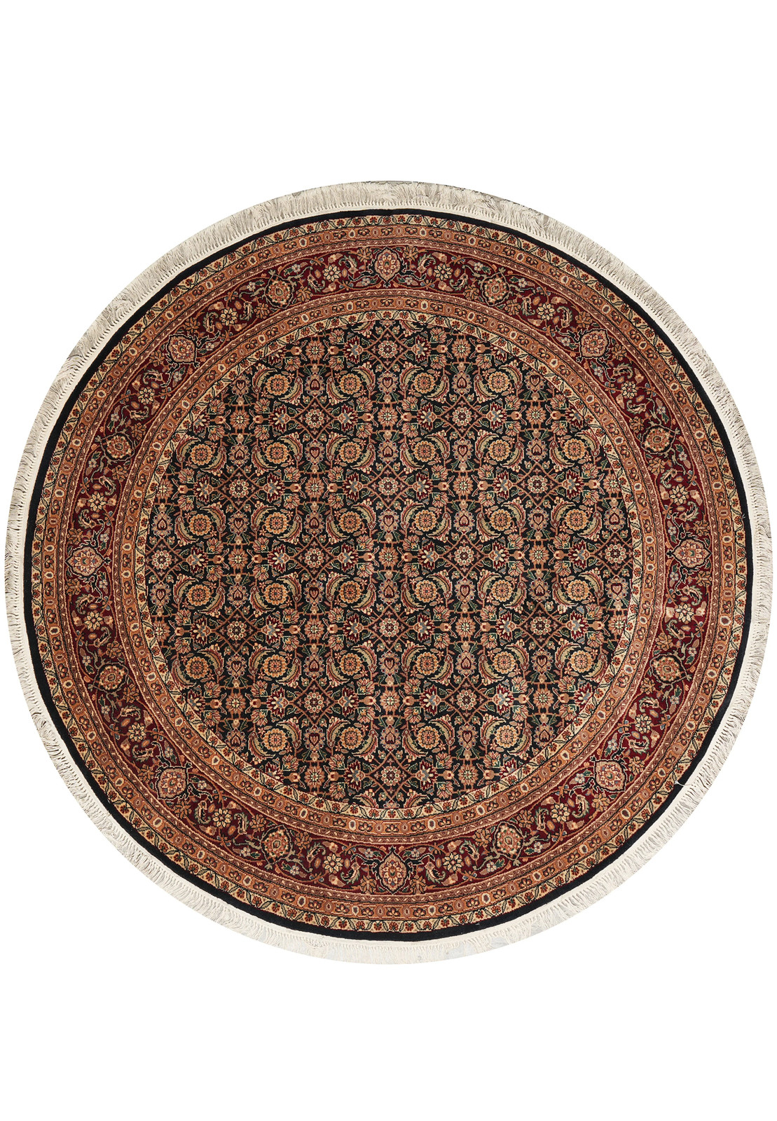 6 x 6 Round Wool and Silk Mahii Herrati Tabriiz Rug #F-4202