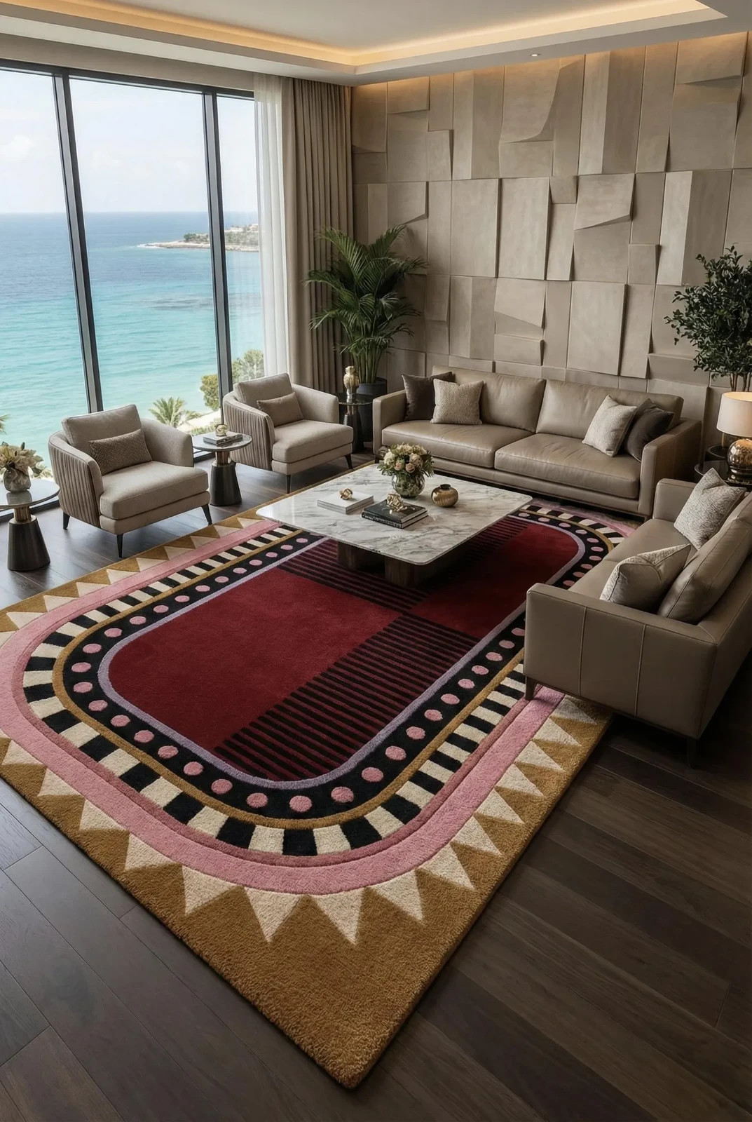 Modern Hand Tufted Wool Rug – Large Abstract Geometric Area Rug Living Room.