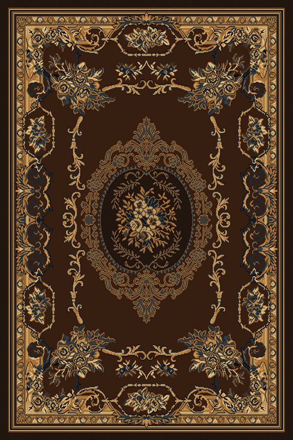 BROWN medallion EUROPEAN area rug 8×11 FRENCH carpet : Actual 7′ 10″ x 10′ 10″