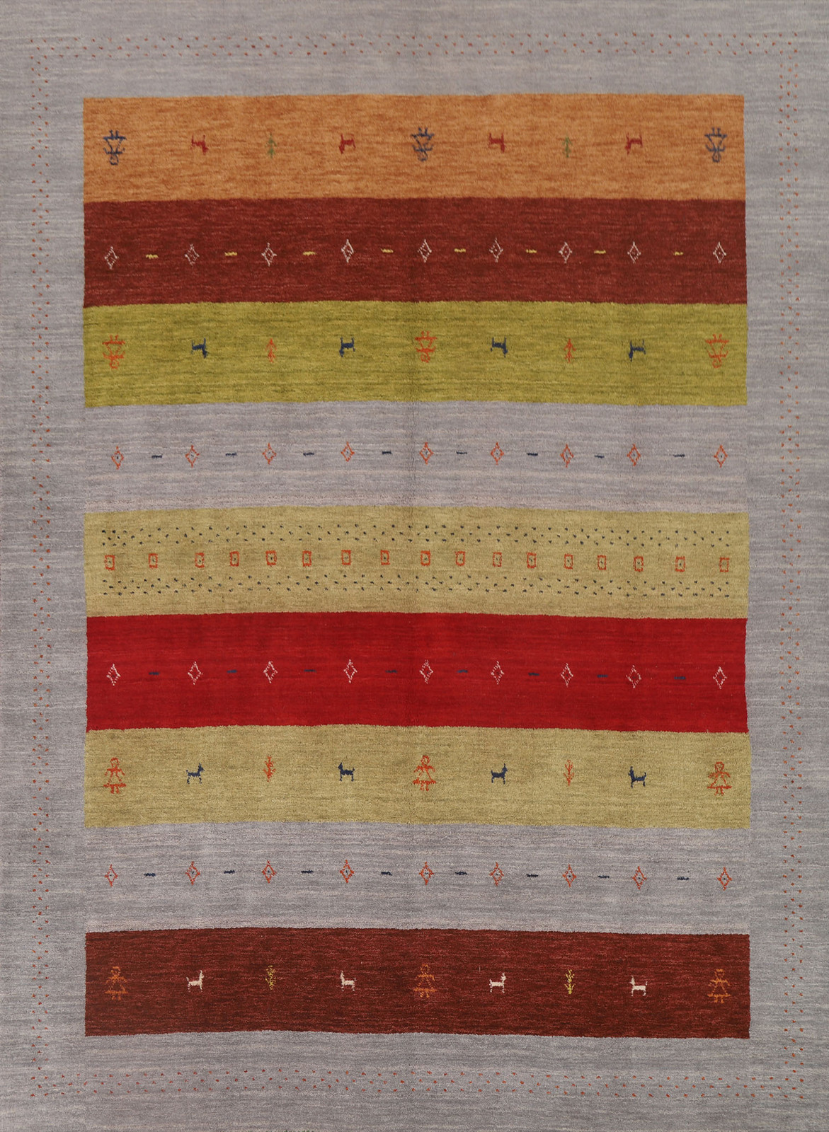 Little Character/ Animals Design Gabbeh Oriental Hand-made Room Size Rug 8×10