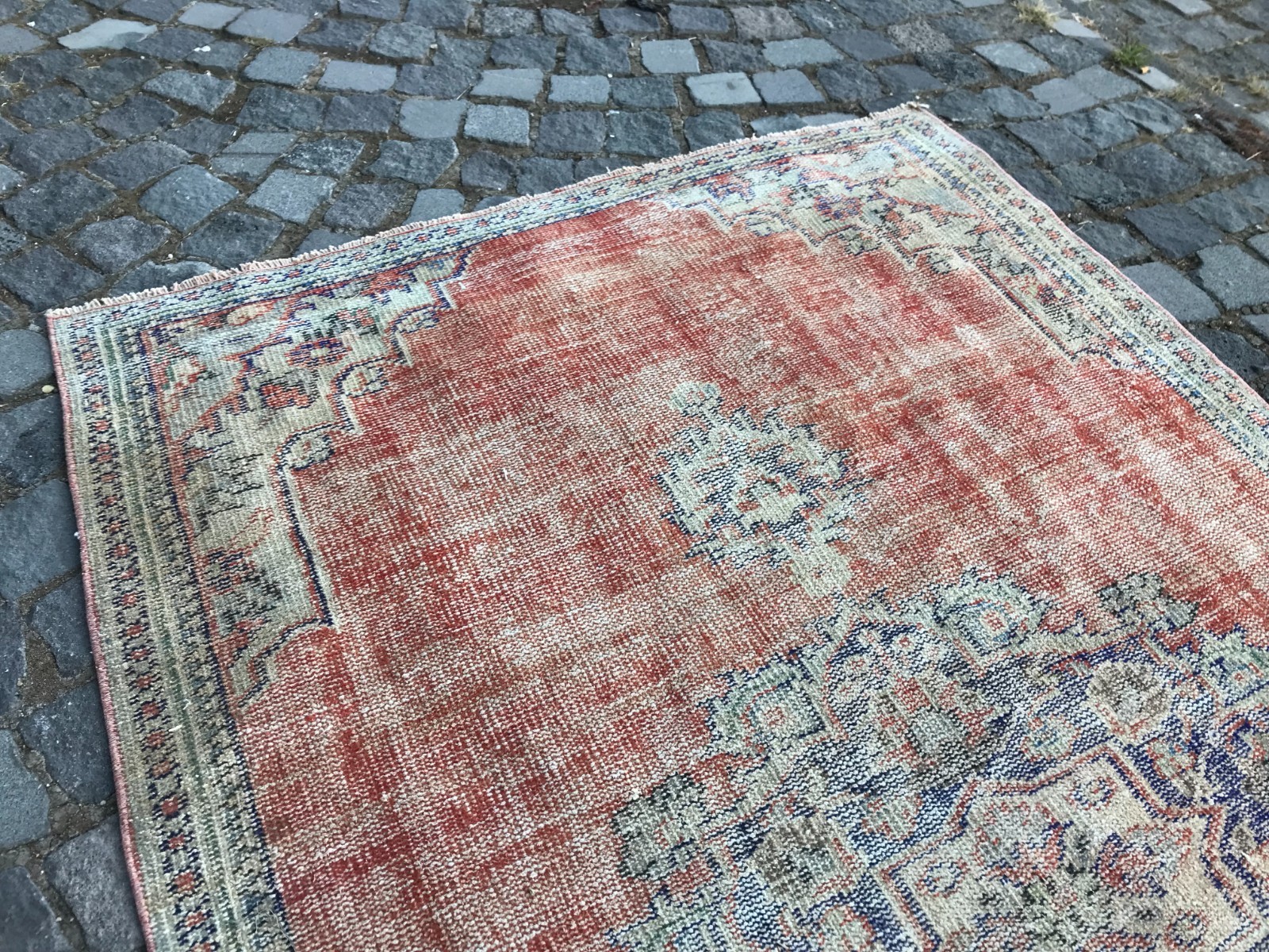 Bohemian Area Rug Handmade Wool Rug Turkish Vintage Traditional Rug 4,1 x 6,5 ft