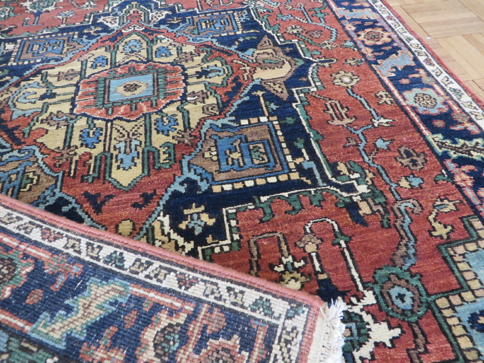 4 x 5’10 Hand Knotted Rust Orange Antiqued Serapi Heriz Fine Oriental Rug G12141