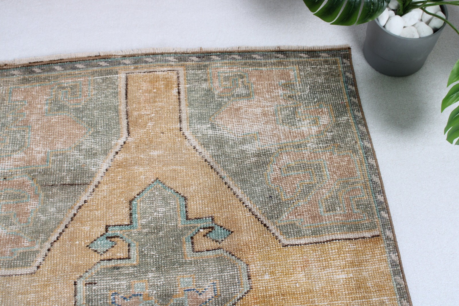 3,3×8,2 ft Vintage Rug, Brown Oriental Turkish Rug Wool