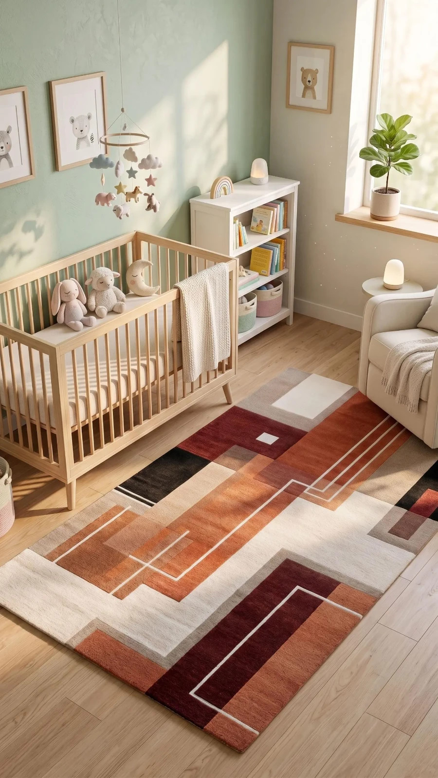 Modern Geometric Hand Tufted Wool Cotton Terracotta Abstract Collection Carpet