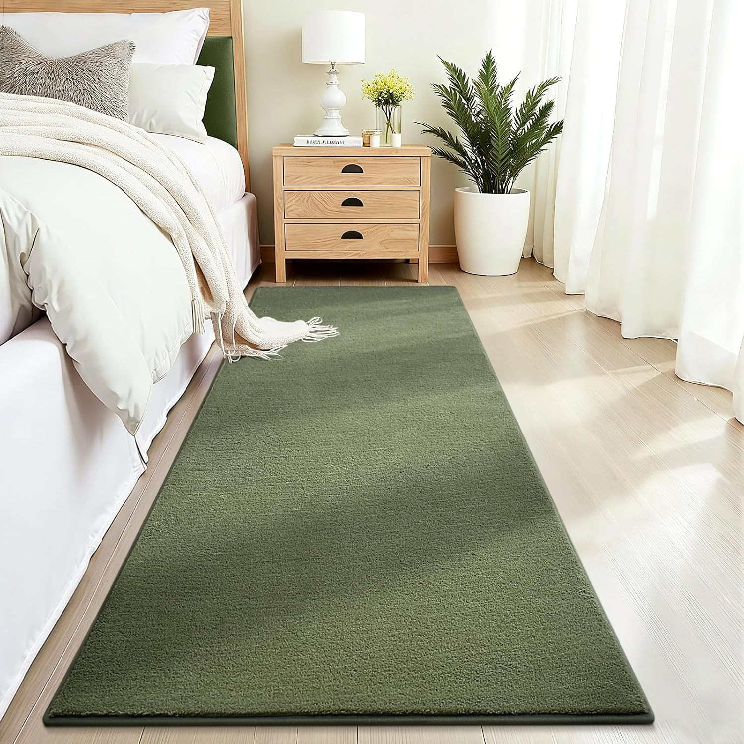 Vasofe 2×6 Runner Rugs for Bedroom Living Room, Sage Green Memory Foam Low-Pile