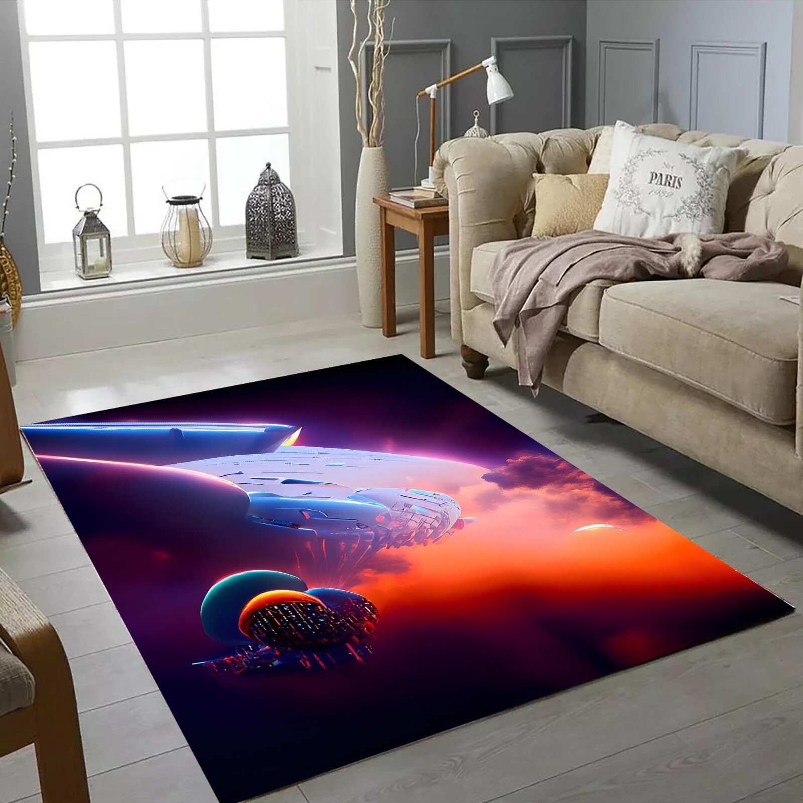 Planets Rug, Space Rug, Home Decor Rug,Modern Rug, Rugs for Living Room