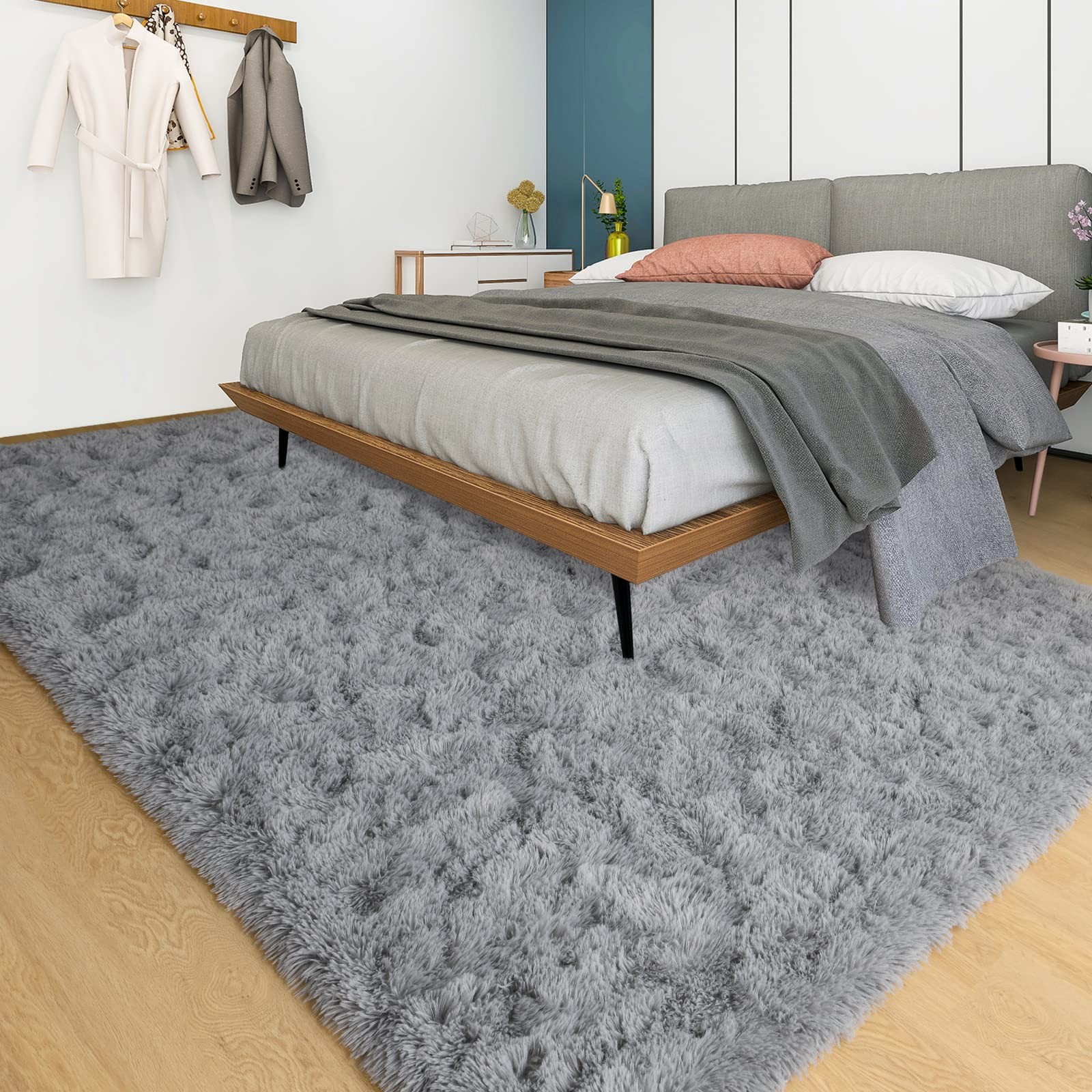 Area Rugs for Living Room Bedroom, 3×5 Machine Washable Small Grey Bedside Ru…