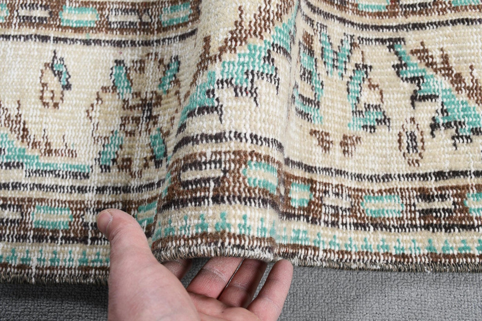 Rug, 6,4×10,1 ft Vintage Rug, Blue Striped Rug Wool