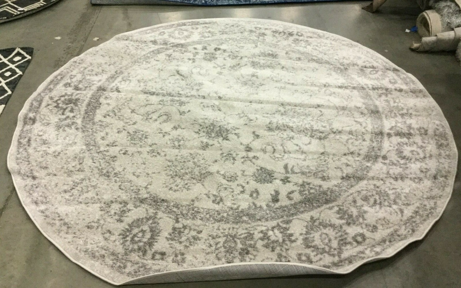 IVORY / SILVER 8′ X 8′ Round Flaw in Rug, Reduced Price 1172631520 ADR109C-8R