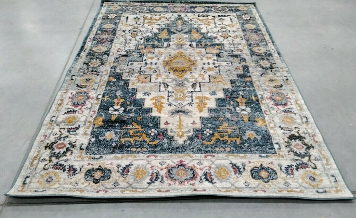TURQUOISE / IVORY 6′ X 9′ Back Stain Rug, Reduced Price 1172702552 MAD156K-6