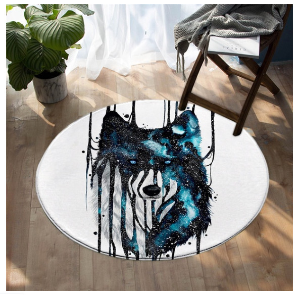 Artistic Neon wolf Viking Wolf CARPET RUG 100x100CM