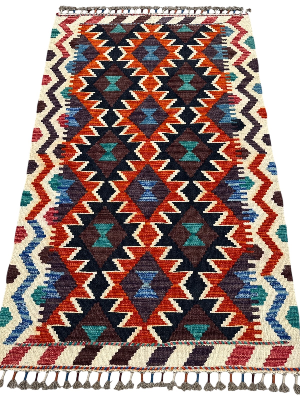 Hand-Woven Afghani Kilim Wool Rug 2’8″ x 4’3″