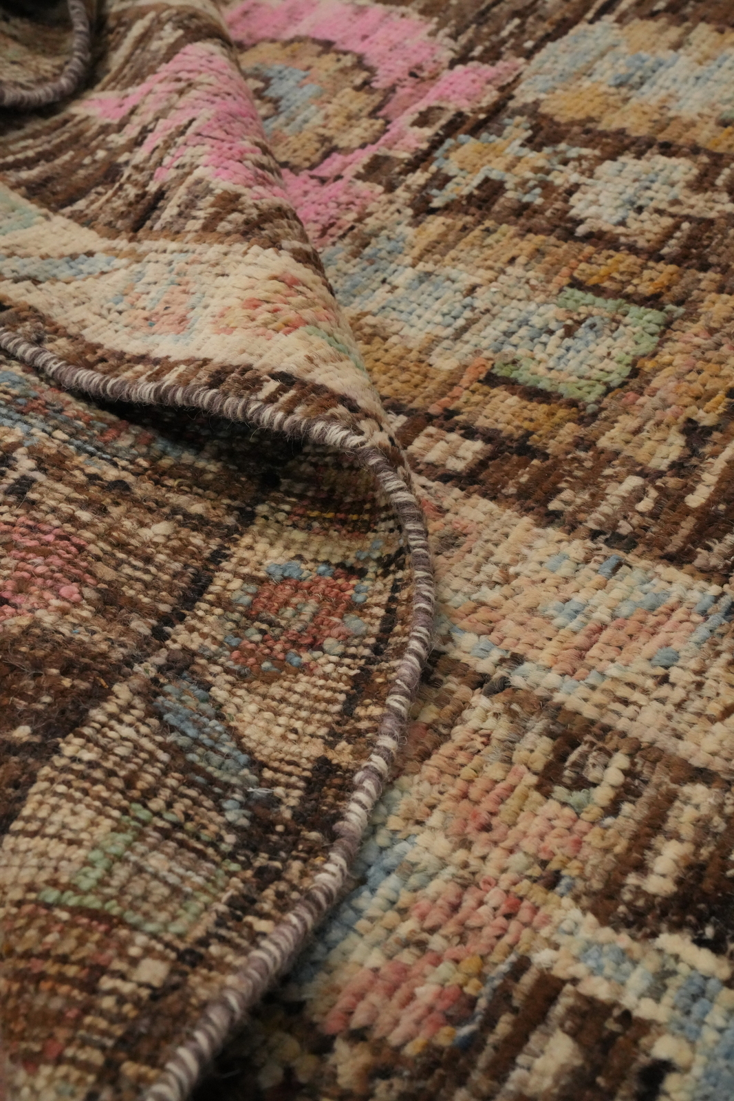 Vegetable Dye Turkish Authentic Oushak Rug Hand-Knotted 4×7 ft Brown