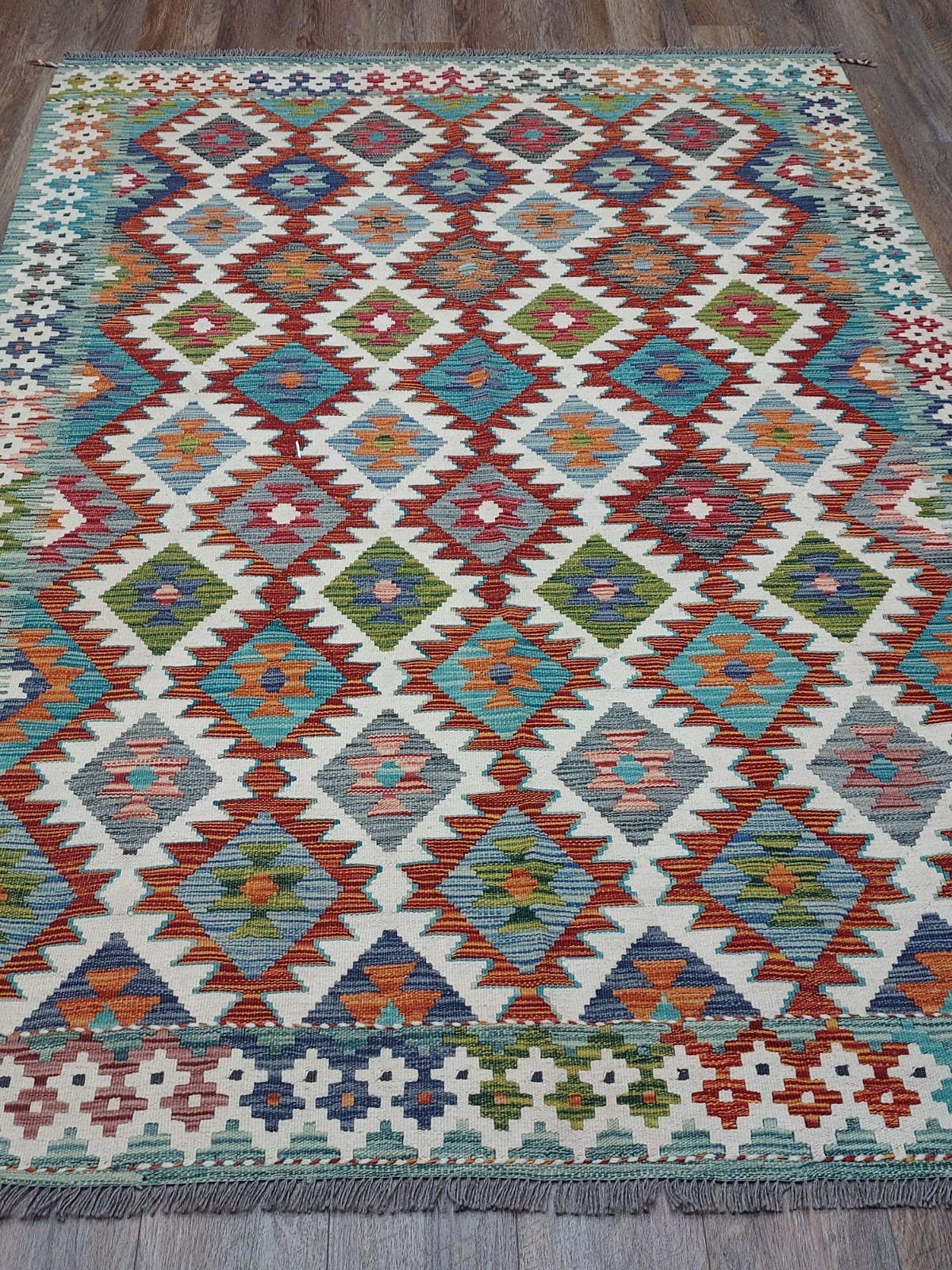 Turkish Vintage Rug,Anatolian HandMade Tribal GeometricKilim Rug, 5.5×8 ft