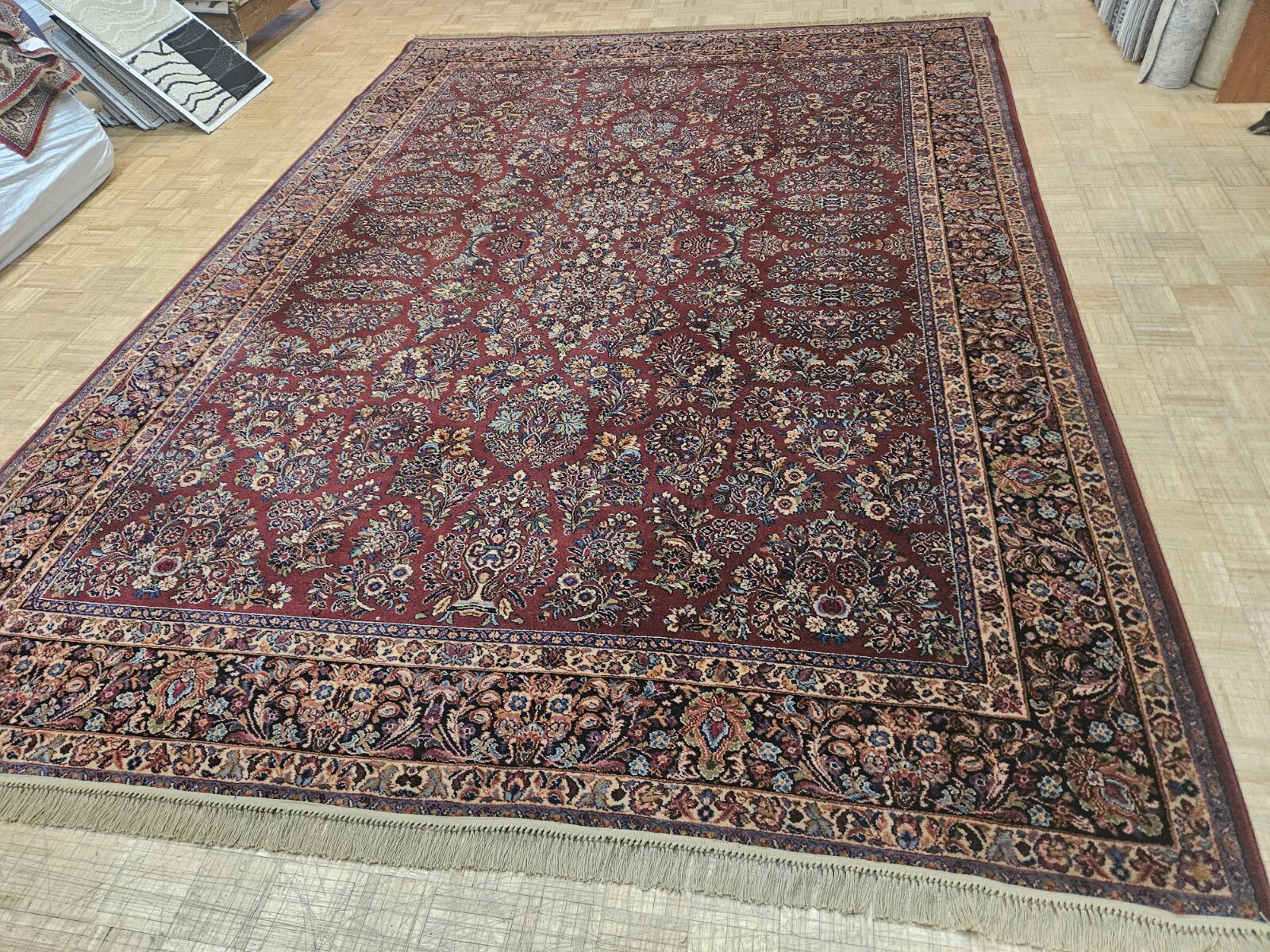 10×14 KARASTAN RED SAROUK 700 – 785 100% WOOL RUG – GOOD CONDITION
