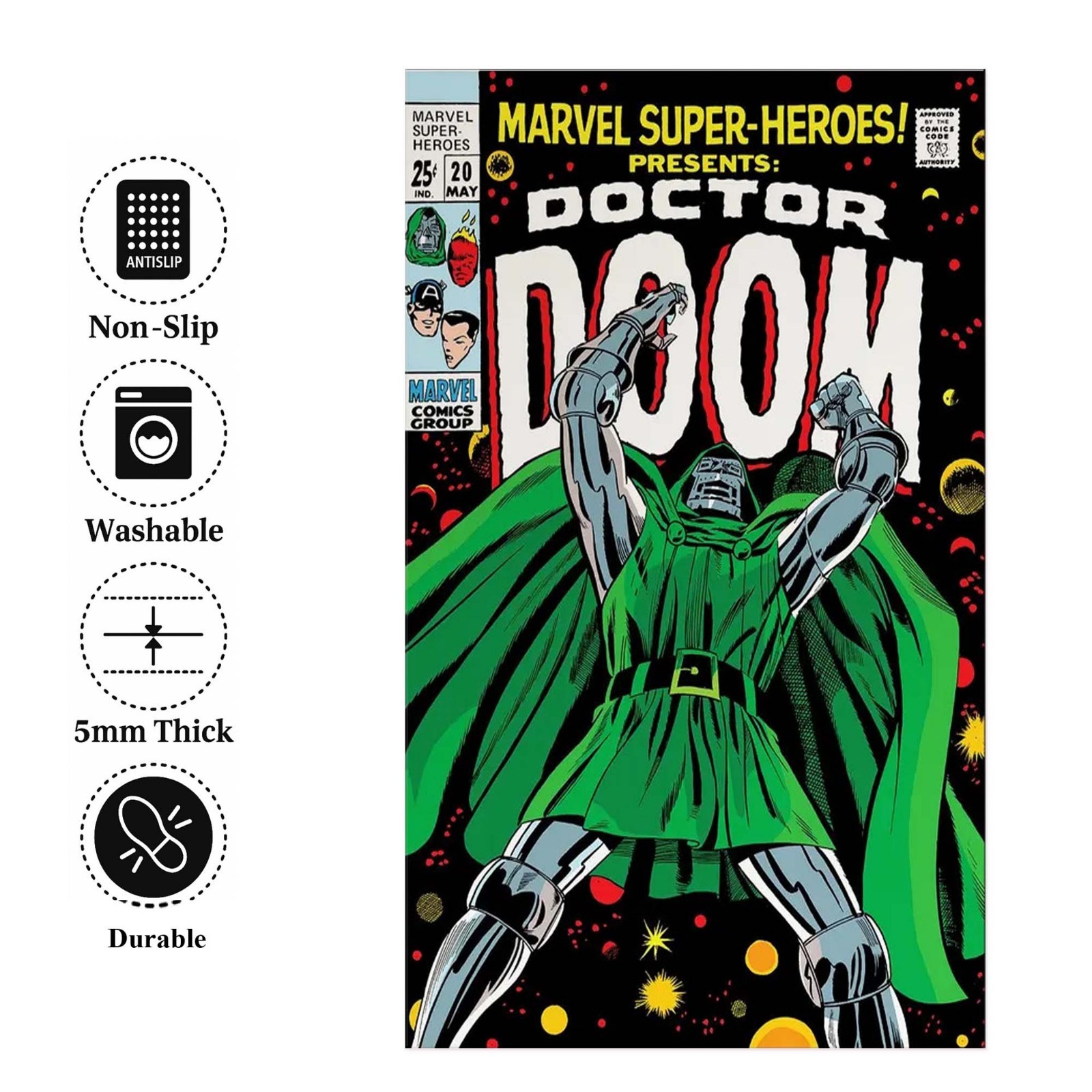 Doctor Doom Rug, Comic Mat, Superhero Rug, Kids Room Decor, Comic Book Rug, Doct