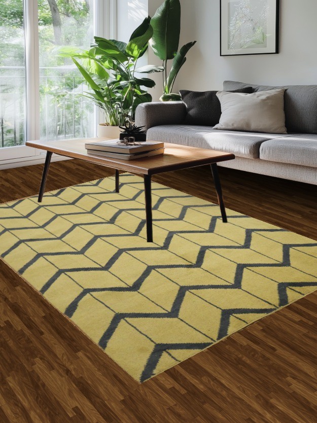 Chevron Elegance Area Rug 5×8 Ft Hand-Knotted Geometric Oriental Wool Carpet