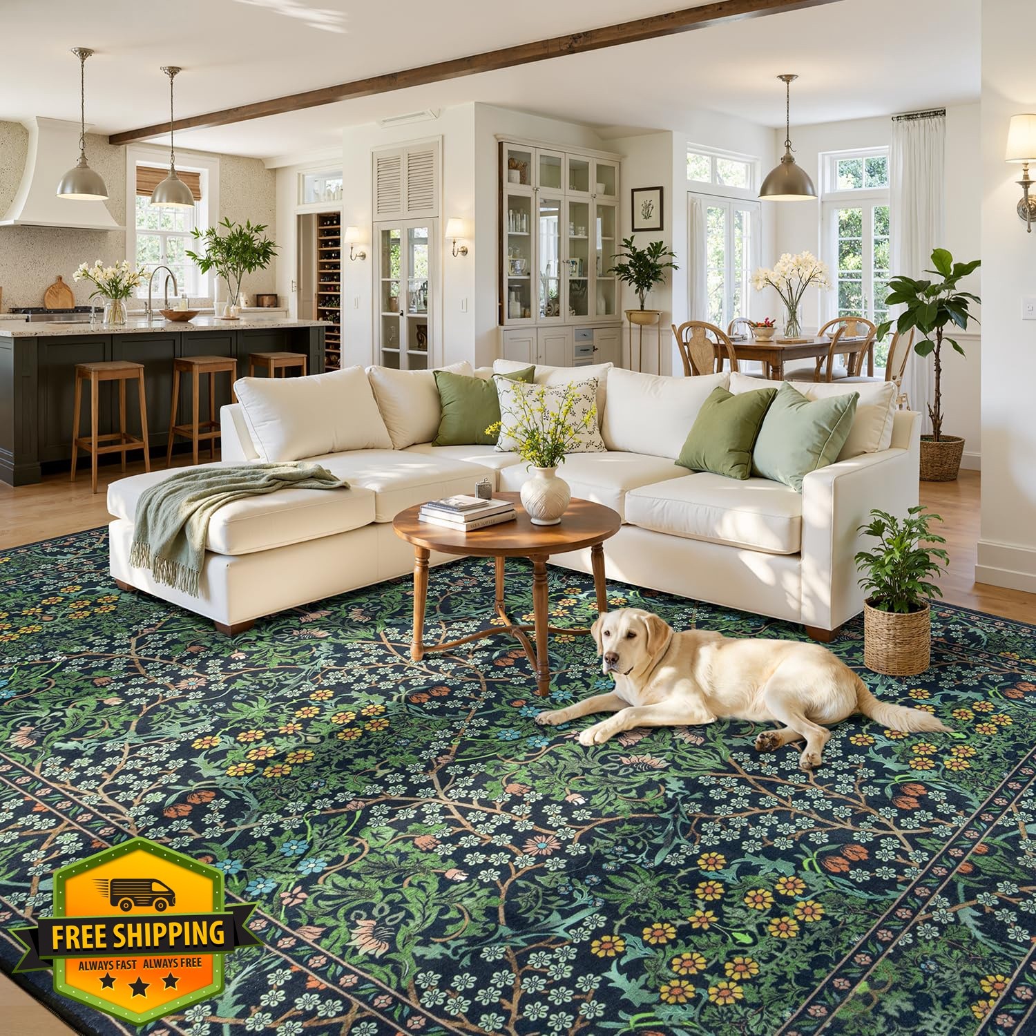 Lessymo Forest Green Rug 8×10