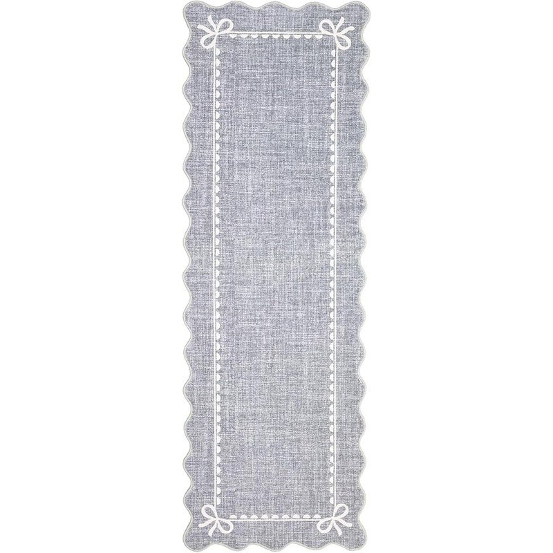 Scalloped Bow Non-Slip Area Rug Soft Washable Faux Wool Kids Pets Friendly New