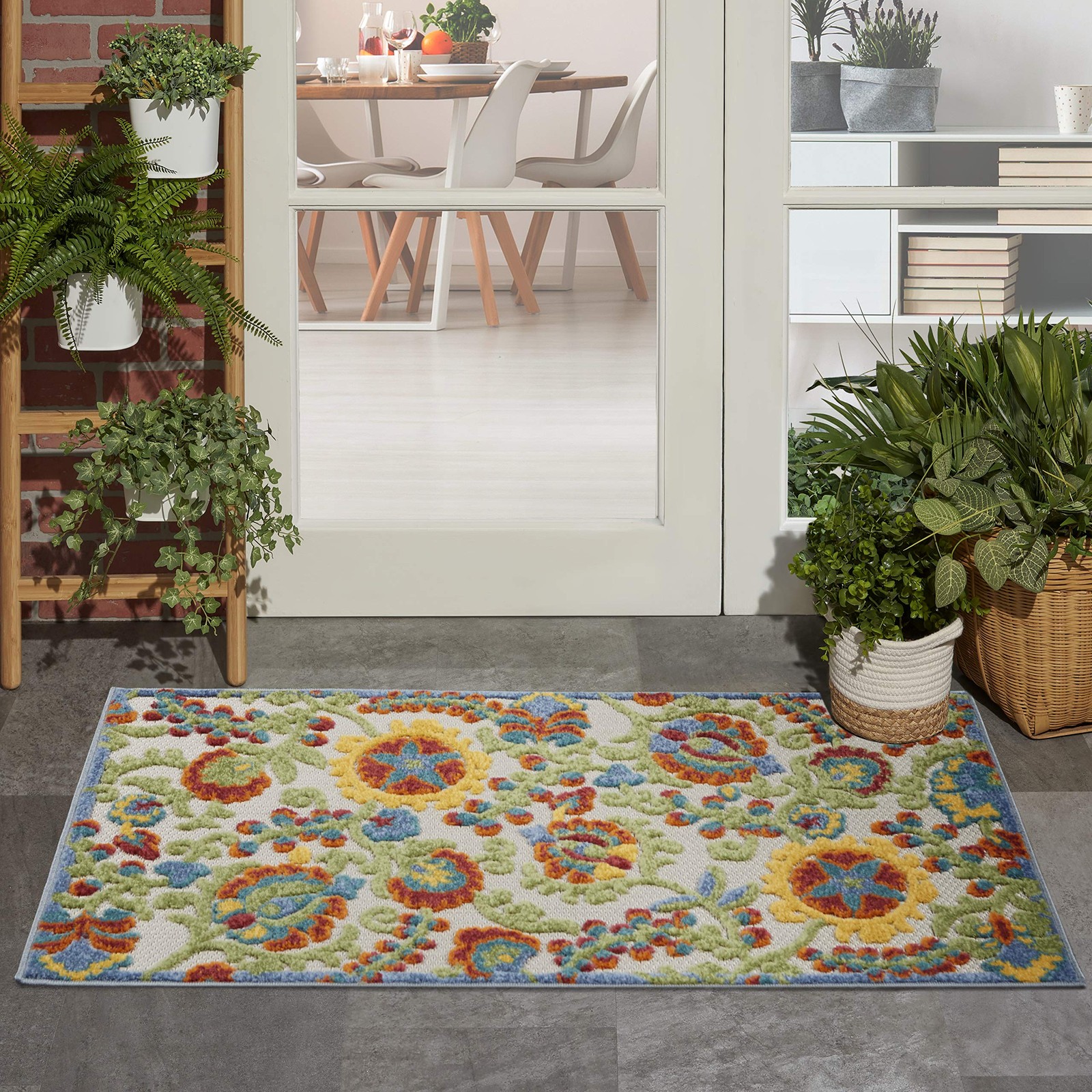 Nourison Home Aloha Ivory Multicolor 28 X 4 Area Rug – Non Shedding Bed
