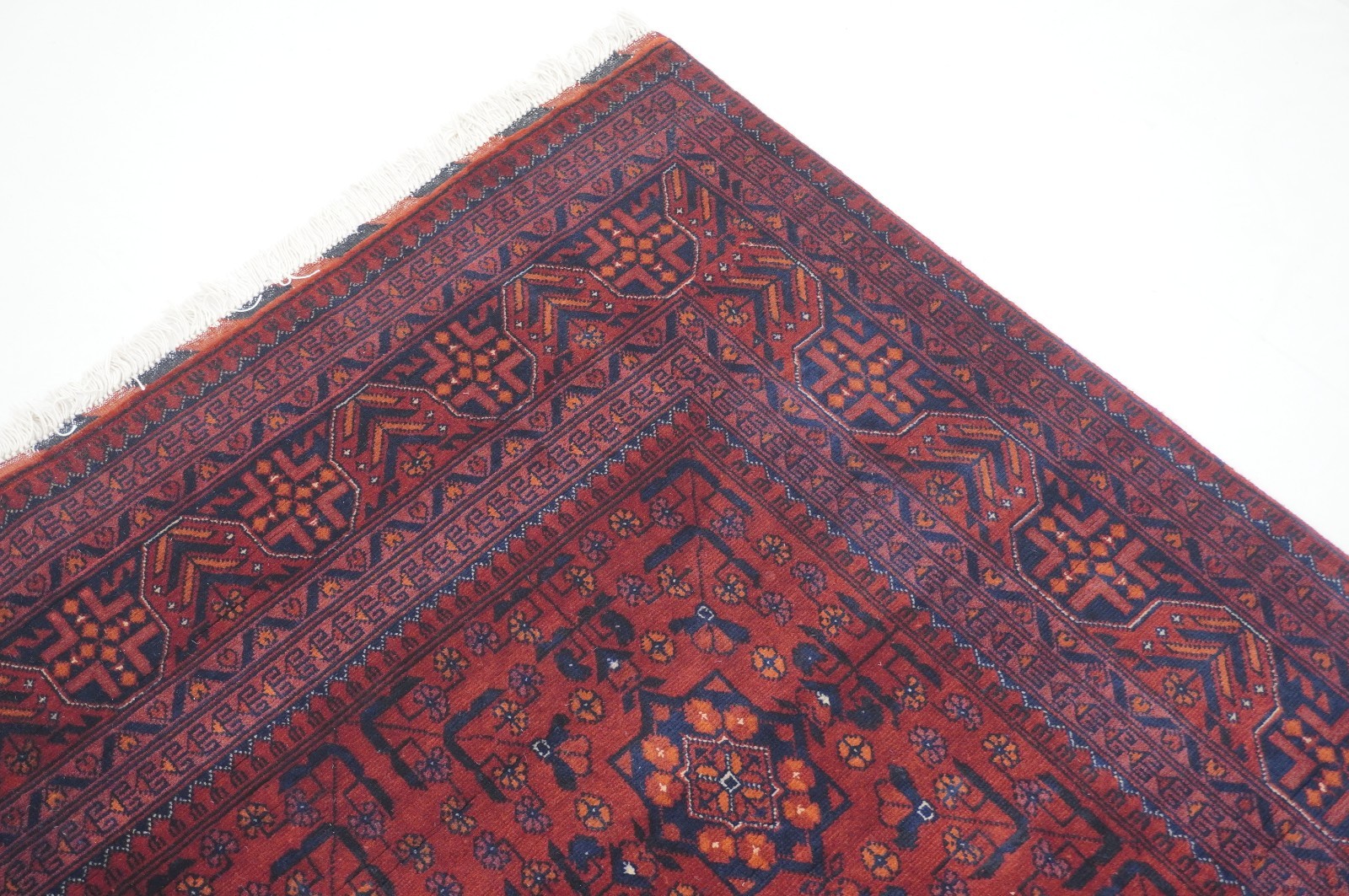 5×6 ft Red Belgic Afghan Hand Knotted Wool Oriental Rug