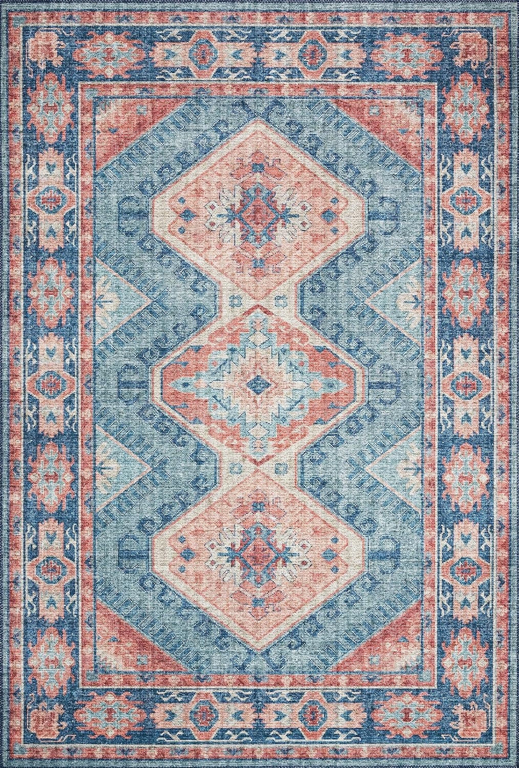 Skye Collection SKY-03 Round Area Rug 8′ x 8′ in Turquoise/Terracotta
