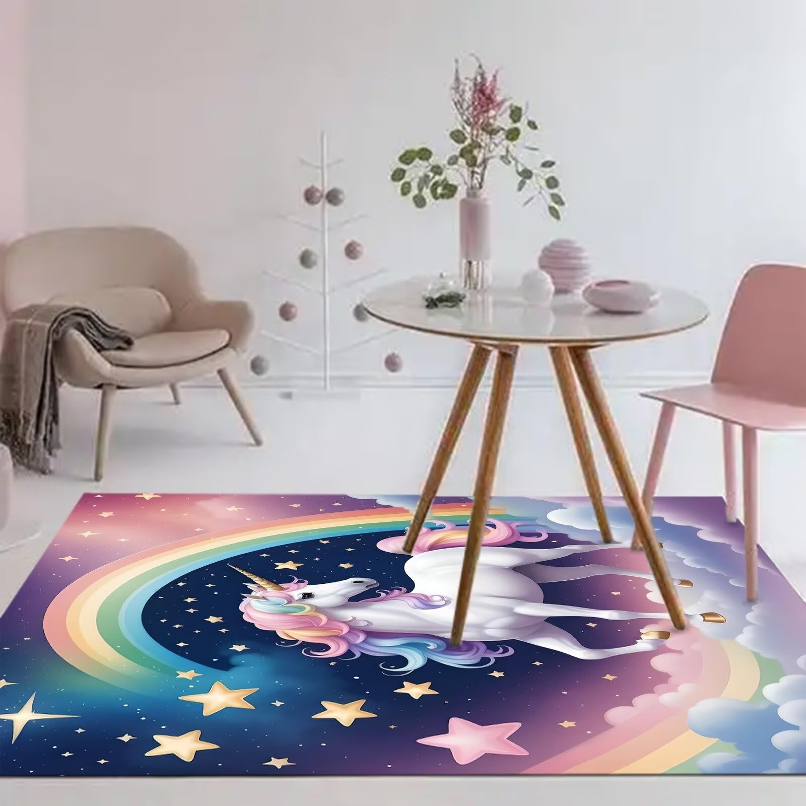 Kxry Area Rugs 4X6 Feet Unicorn Galaxy Soft Machine Washable Area Rugs Unicorn
