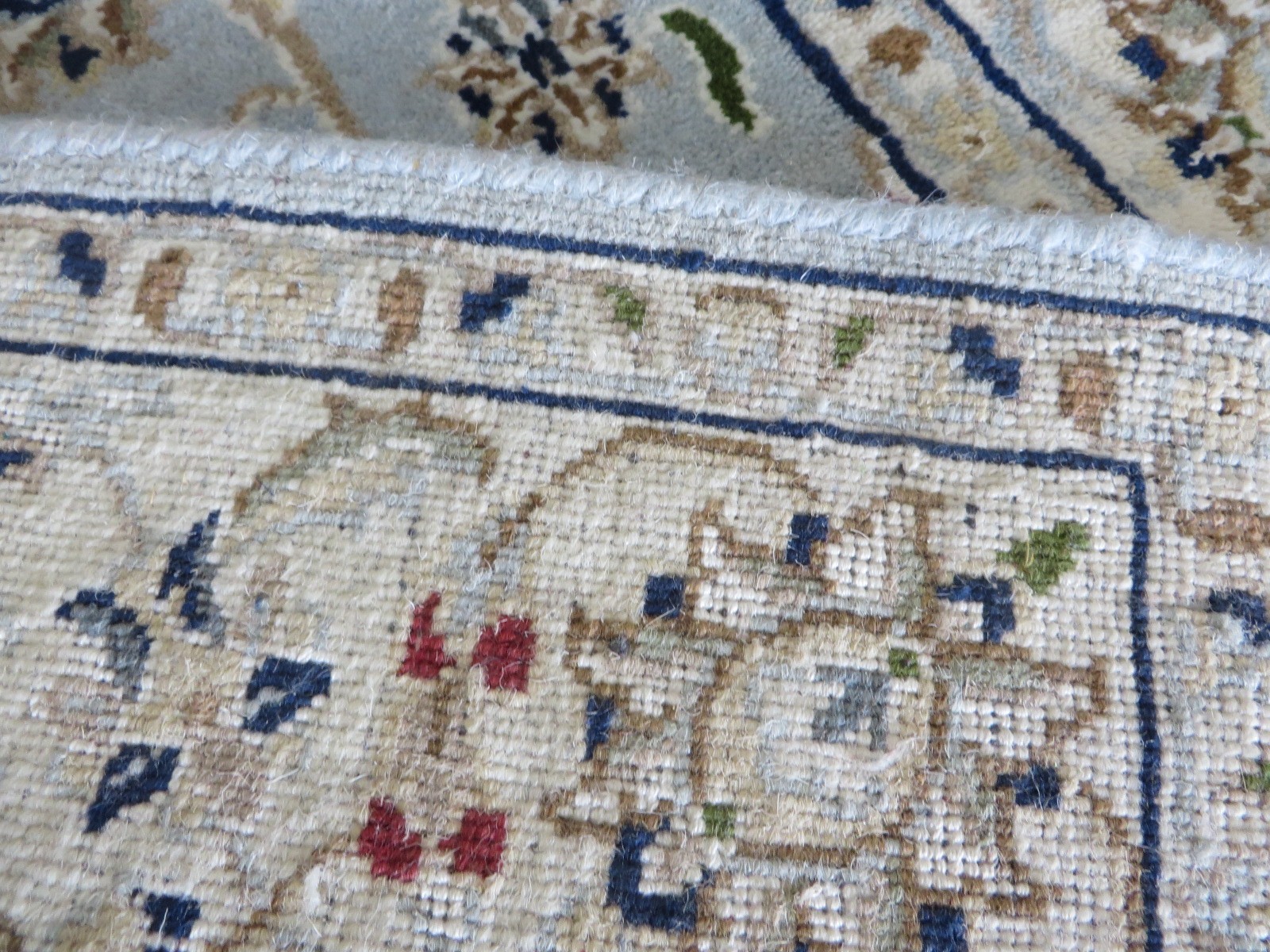 3 x 5’4 Hand Knotted Light Blue Fine Nain With Silk Oriental Rug G16120