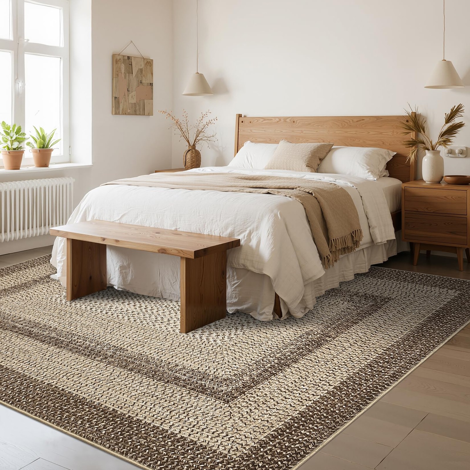 Luxloom Imitation Braided Collection-Print Large Washable Rug 9X12 Non-Slip