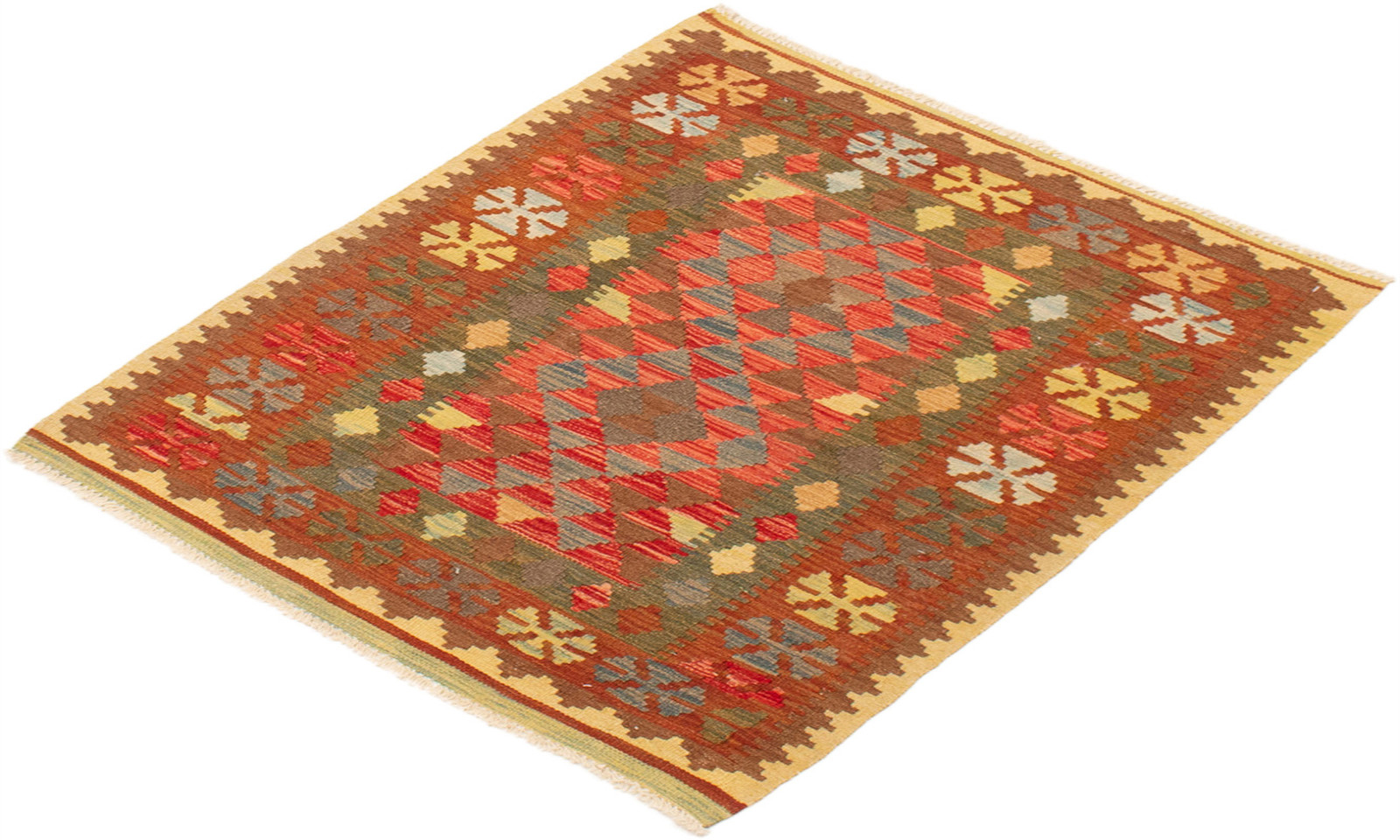 Vintage Hand Woven Area Rug 3’3″ x 3’9″ Traditional Wool Oriental Carpet