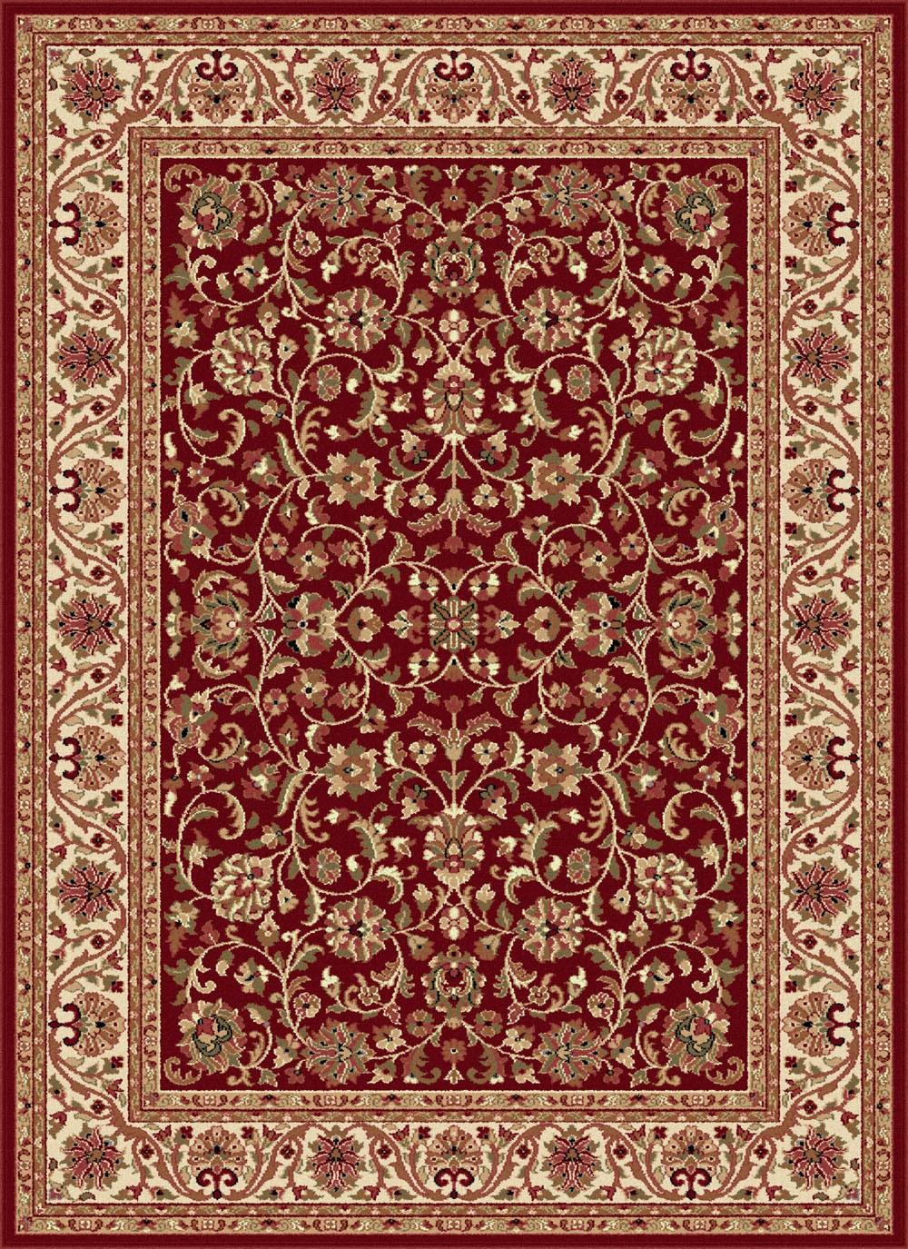5×7 Sensation Oriental Red Scrolls Leaves Vines 4810 Area Rug – Approx 5’3″x7’3″