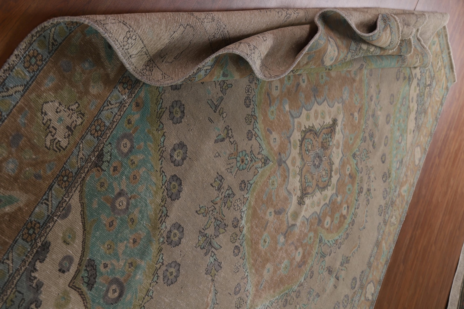 Distressed Overdyed Wool Traditional Area Rug 10×13 Handmade for Living Room