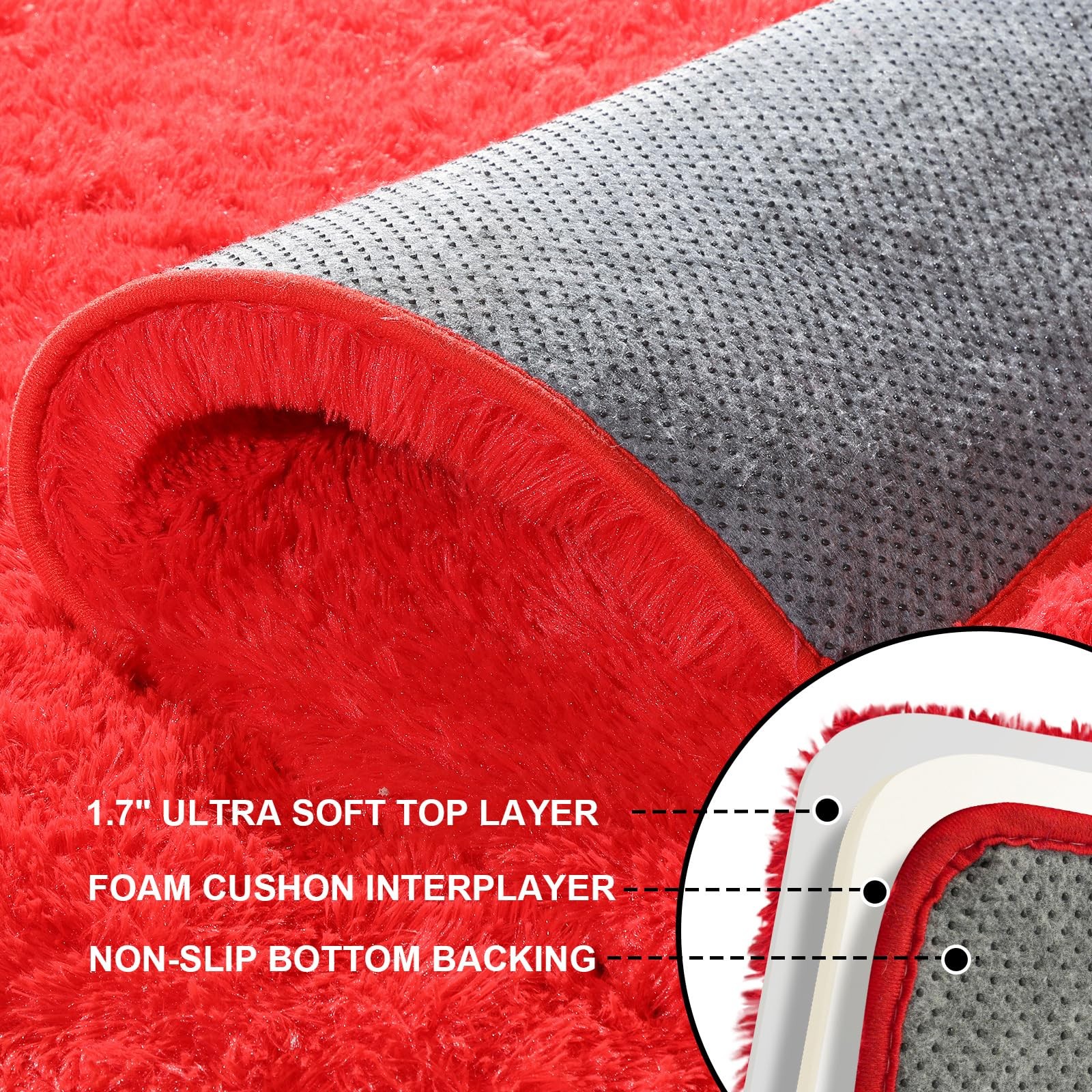 Ehayx Red Rugs for Bedroom, 2×3 Fluffy Area Rugs for Living Room, Small Fuzzy…