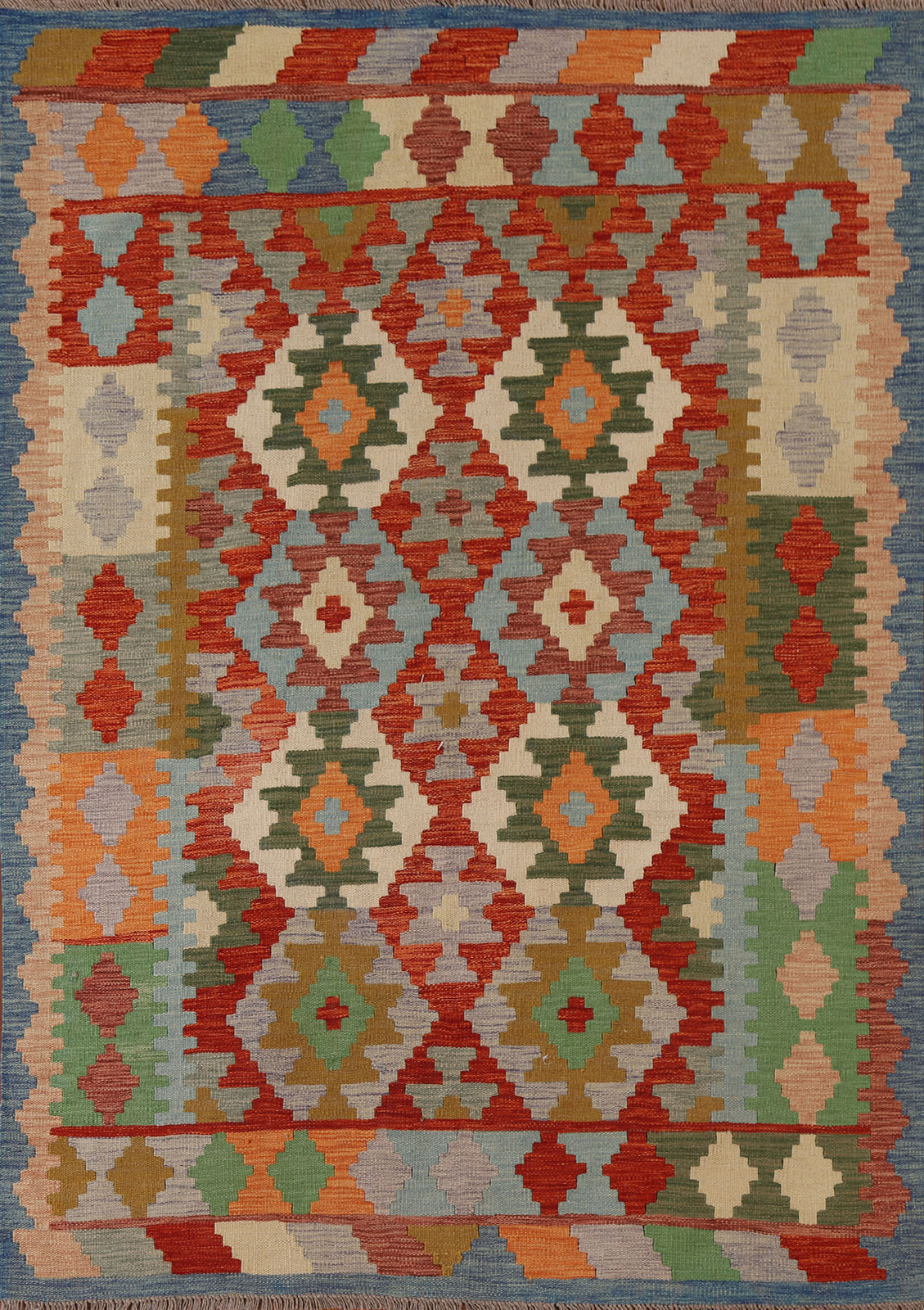 Traditional Reversible Kilim Rugs Handwoven Area Wool Carpet 5×6 ft