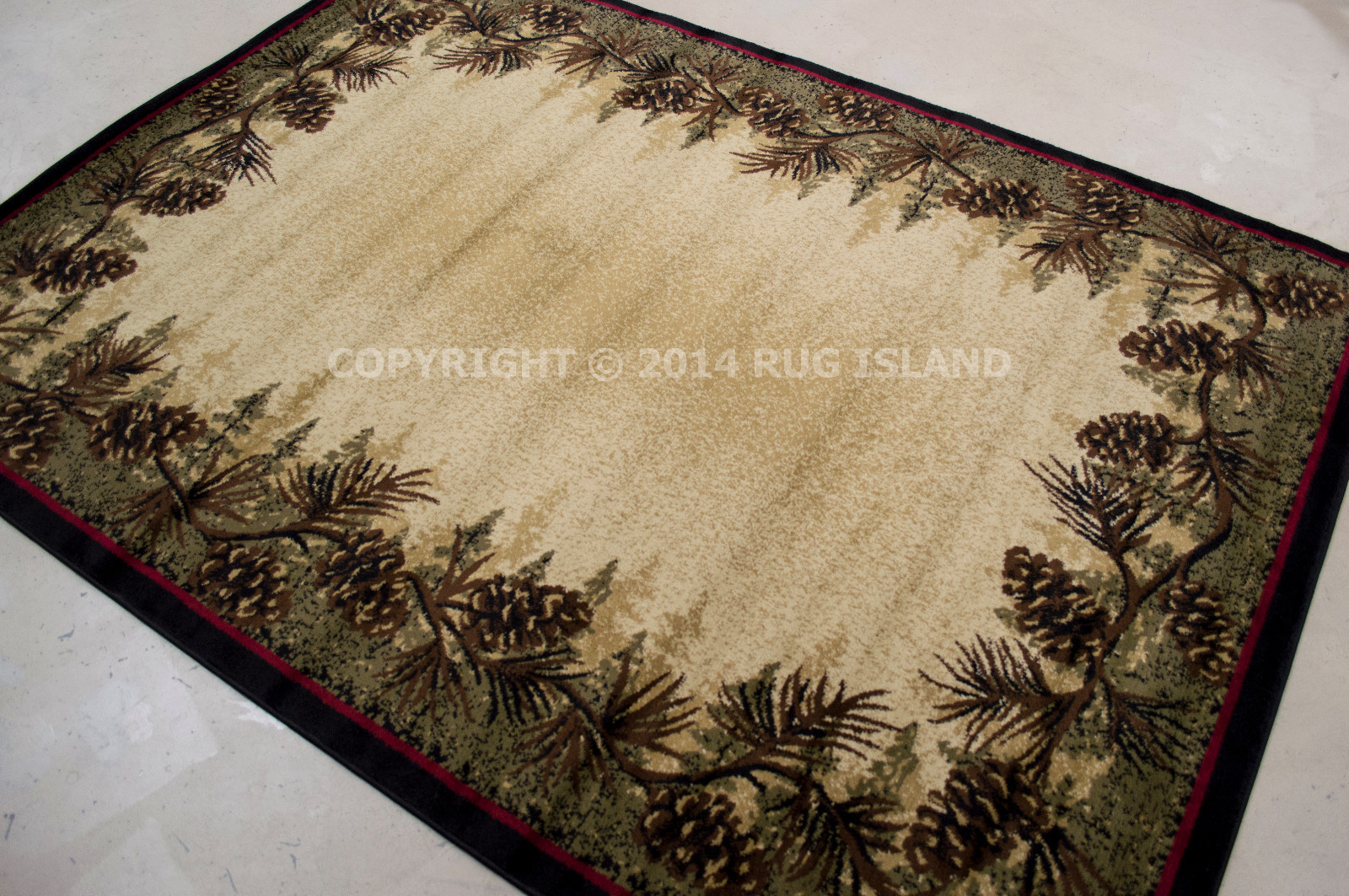 5×8 (5’3″ x 7’3″) Lodge Cabin Pinecone Green Area Rug **FREE SHIPPING**