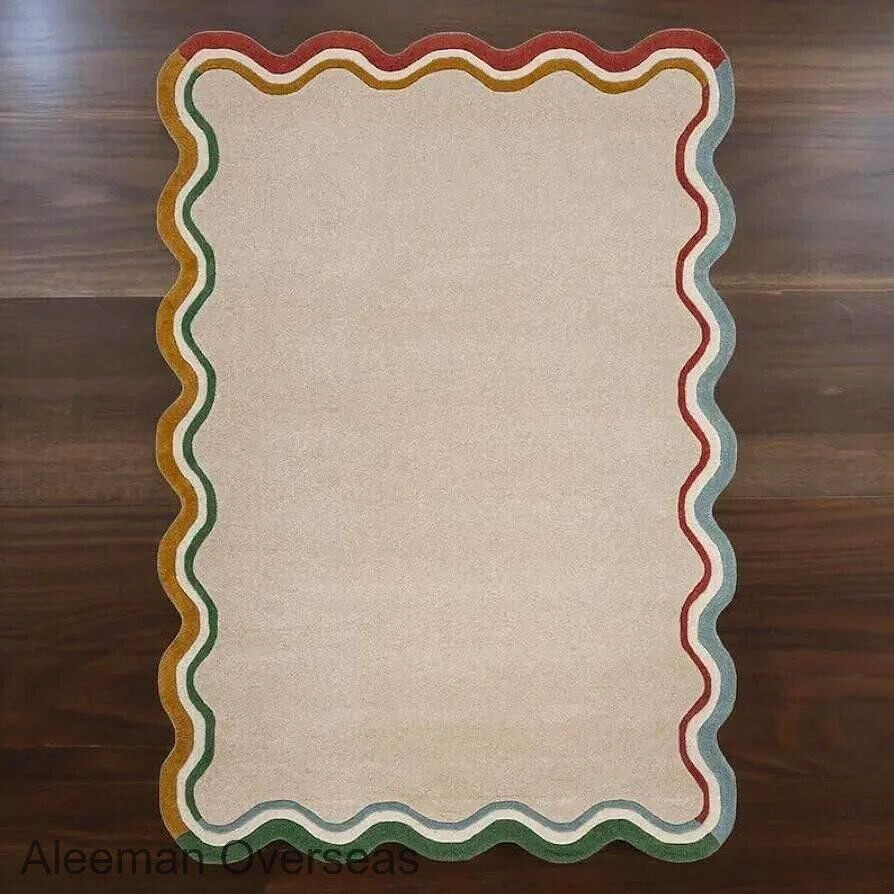 Irregular Modern Hand Tufted 100% Wool Cozy Warm Area Rugs For Home Living Room