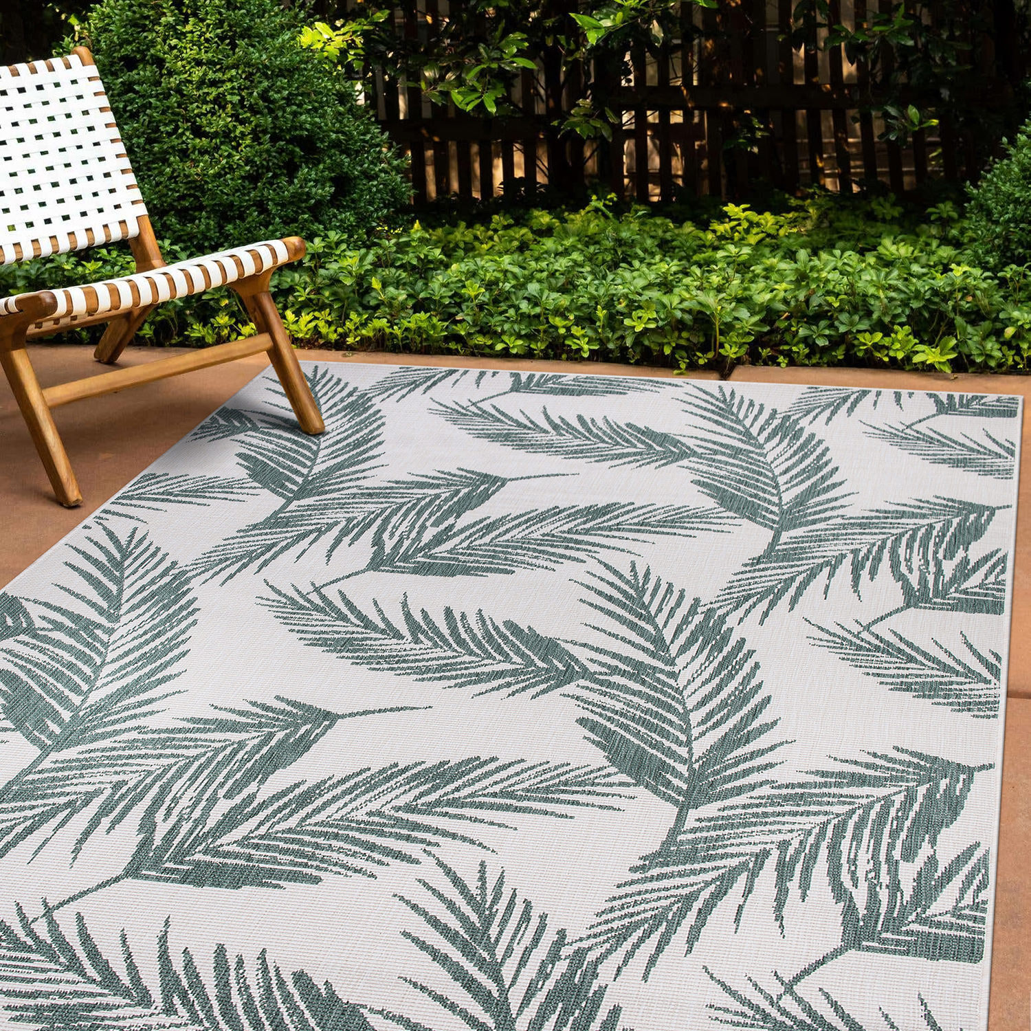 Rugshop Outdoor Rug Nature Inspired Floral Leaves Reversible Indoor/Outdoor Rugs