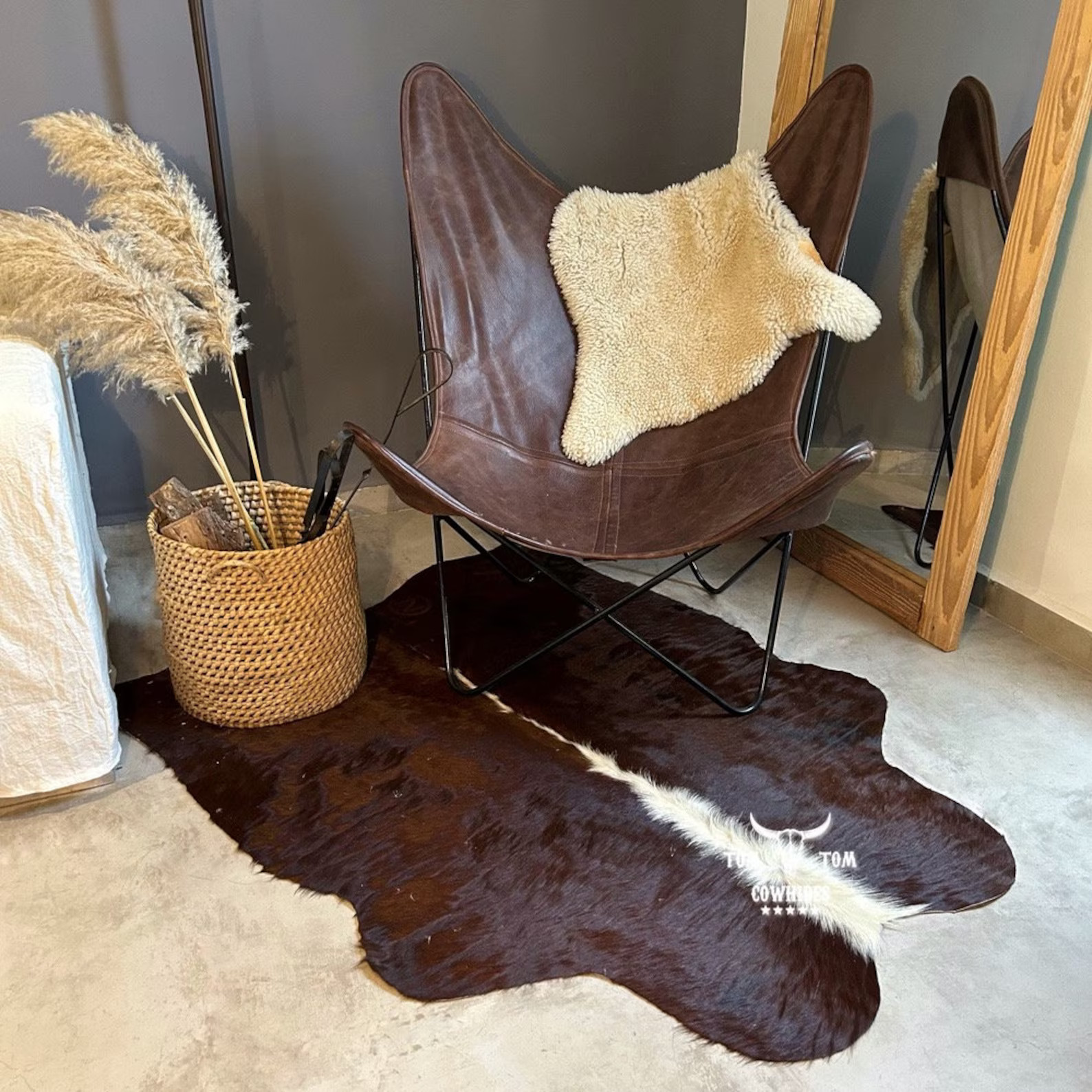 Cowhide Rug Small 4×3,5 hereford Natural Leather