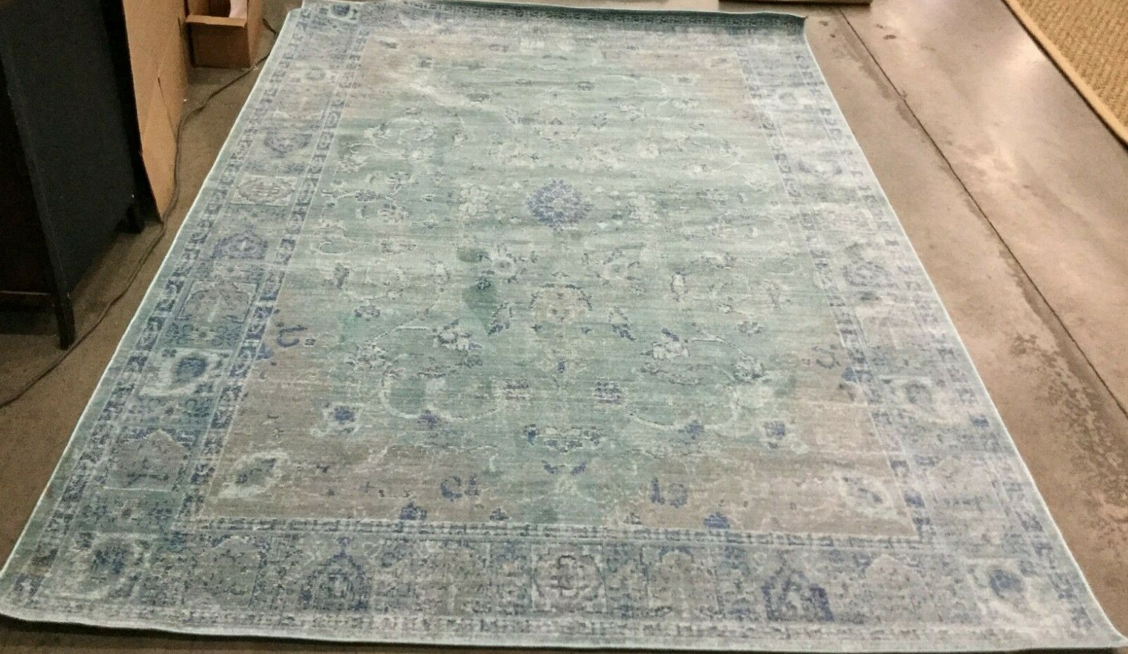 TEAL / MULTI 6′ X 9′ Back Stain Rug, Reduced Price 1172638870 VAL103T-6