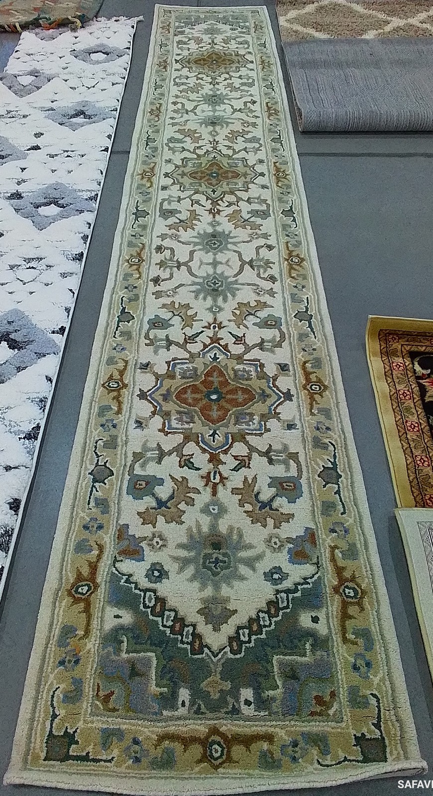 IVORY / L BLUE 2′-3″ x 14′-0″ Back Stain Rug Reduced Price 1172786479 HG625L-214