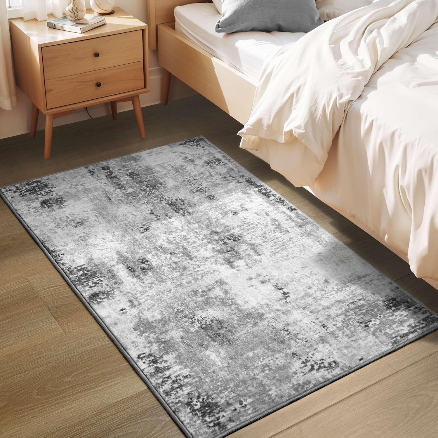 Entrance Rugs Indoor 2×3 Grey Entry Rug Washable Abstract Small Area Rug Non-Sli