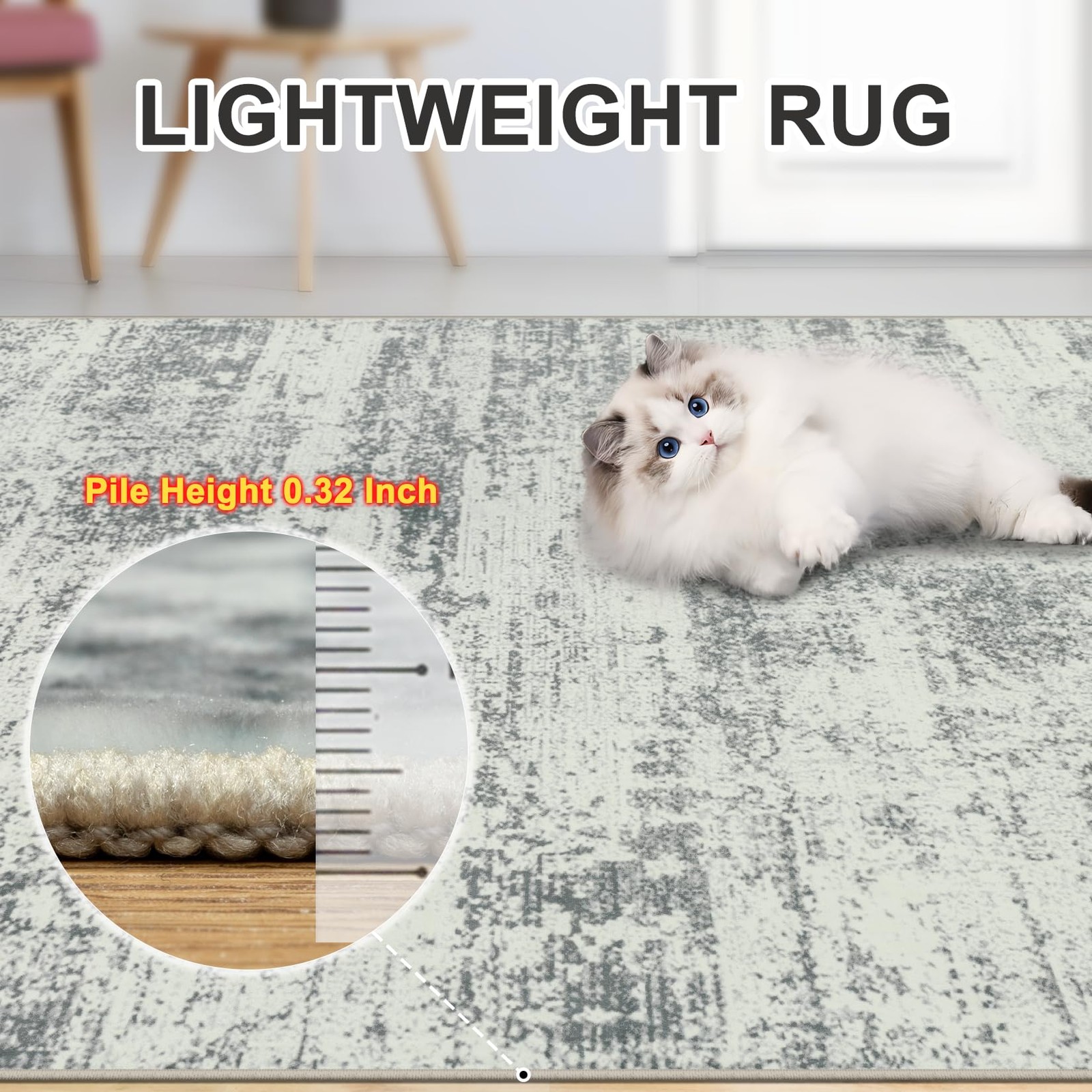 8X10 Area Rugs for Living Room – Washable Rug Modern Abstract Soft Large Neutral