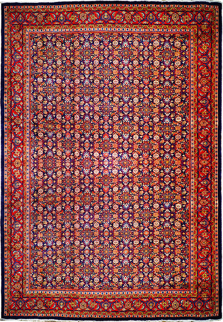 10×13′ Navy Blue Cultural Heratti Handmade Perssiaan Tabreez Rug 74744