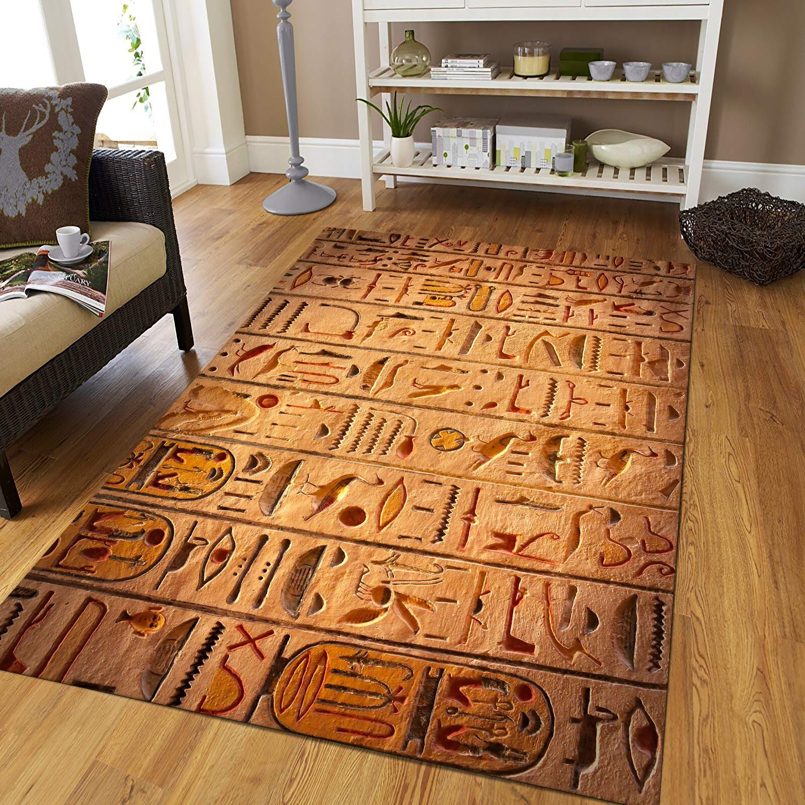 Egypt Rug, Ancient Rug, Hieroglyph Rug, Anubis Rug, Egyptian Decor, Living Room