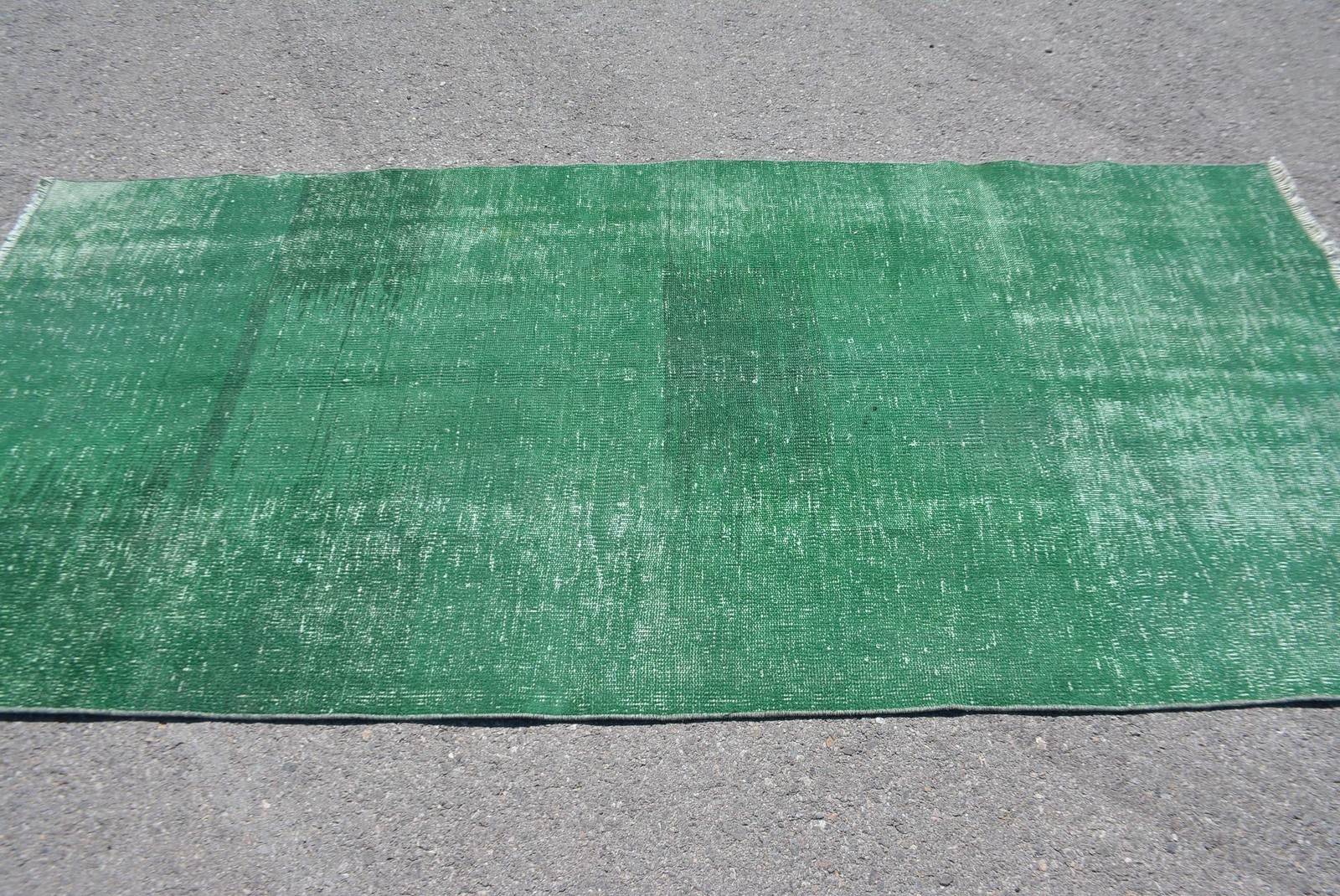 3,9×8,2 ft Rug, Turkish Vintage Rug, Green White Solid Rug