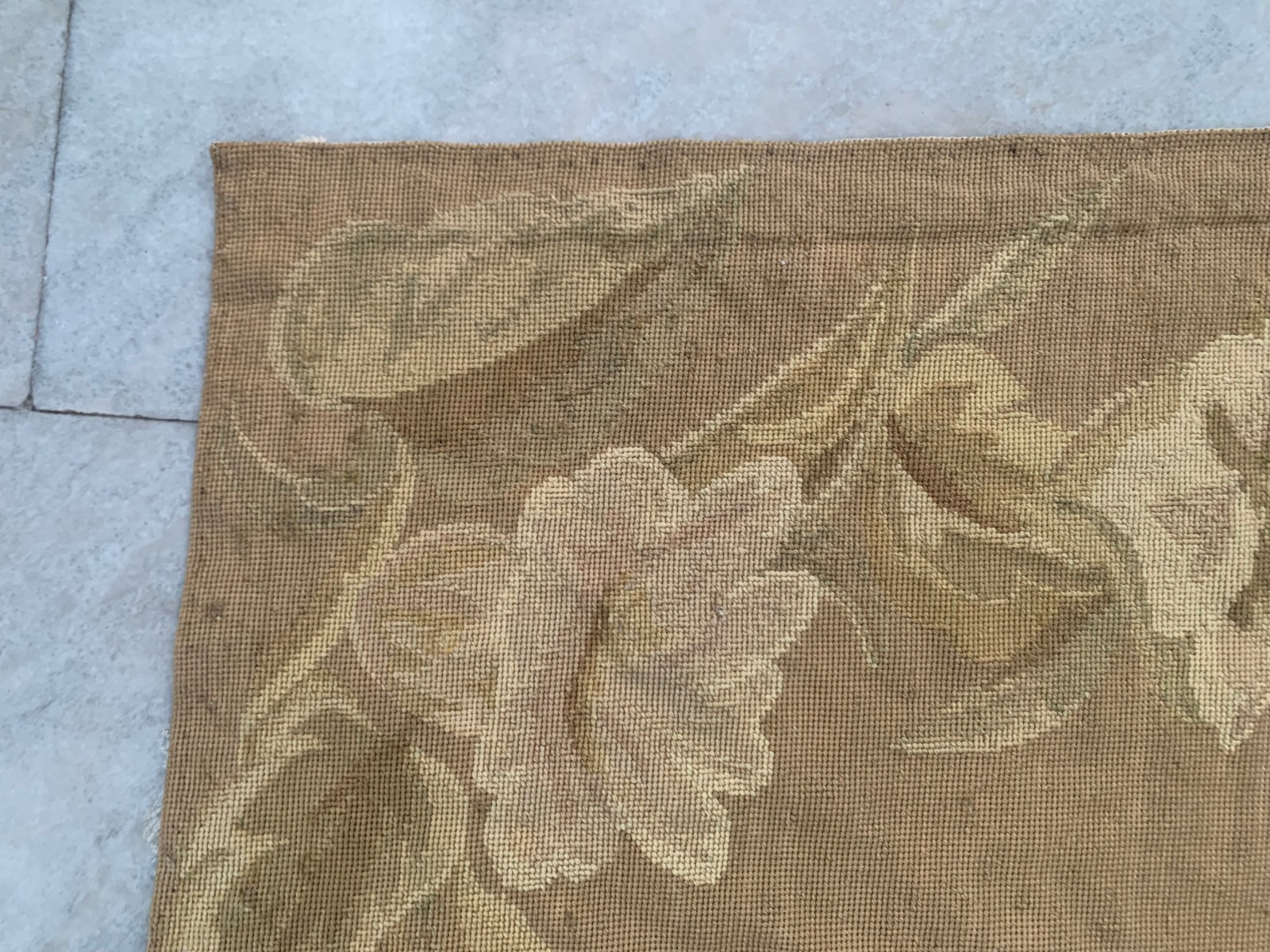 Vintage French Aubusson Needlepoint Chain stitch Bed Room Rug 4×6 ft Free Ship