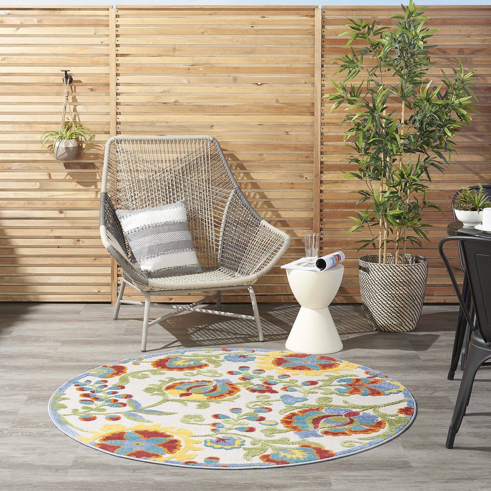 Nourison Home Aloha Ivory Multicolor 53 X Round Area Rug – Non Shedding